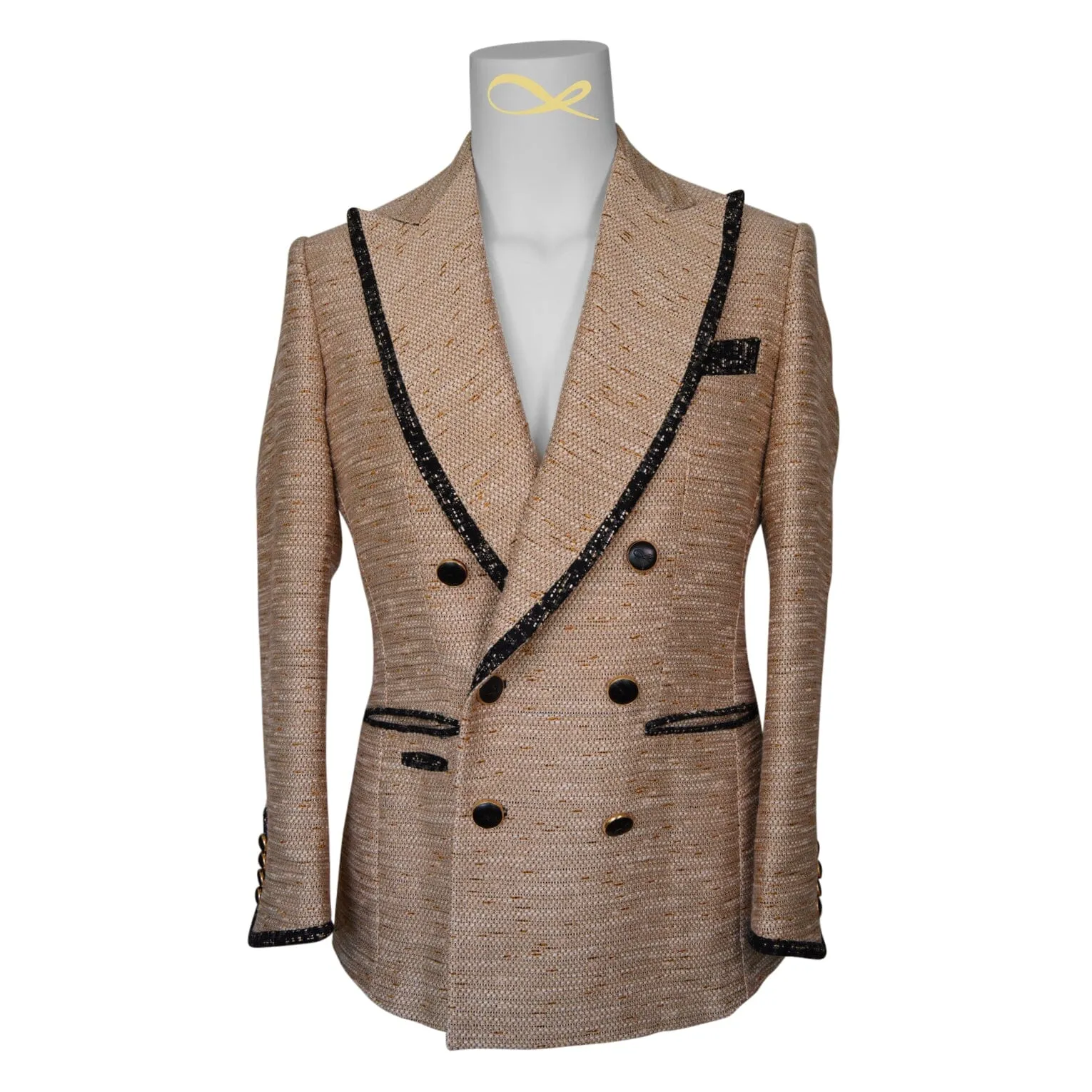 Tan Cestino Double Breasted Jacket sold by Sebastian Cruz Couture product image thumbnail 3