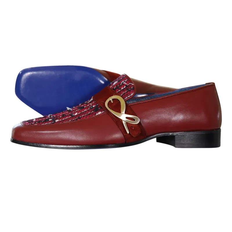 Ruby Boucle Yellow Gold Monk Loafer made by Sebastian Cruz Couture