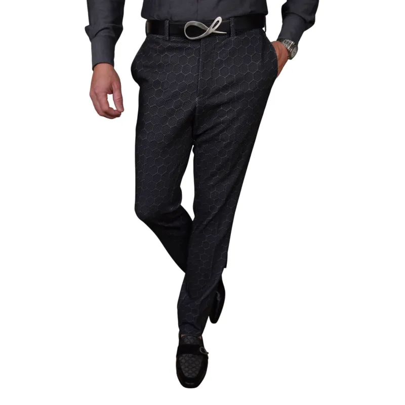 Charcoal Honeycomb Luxury Performance Trousers made by Sebastian Cruz Couture