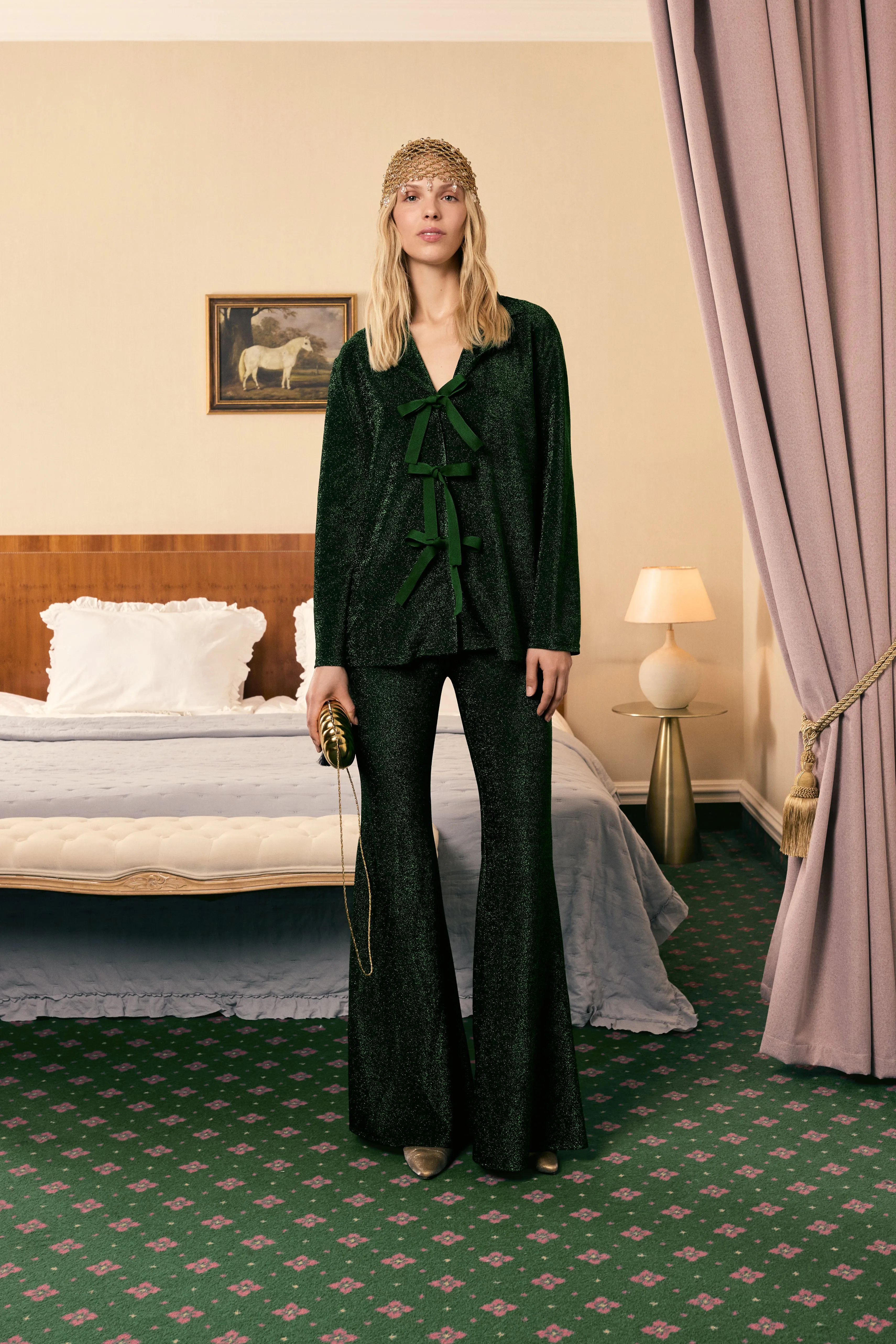 Stardust Lurex Lounge Suit in Green sold by Sleeper product image thumbnail 2