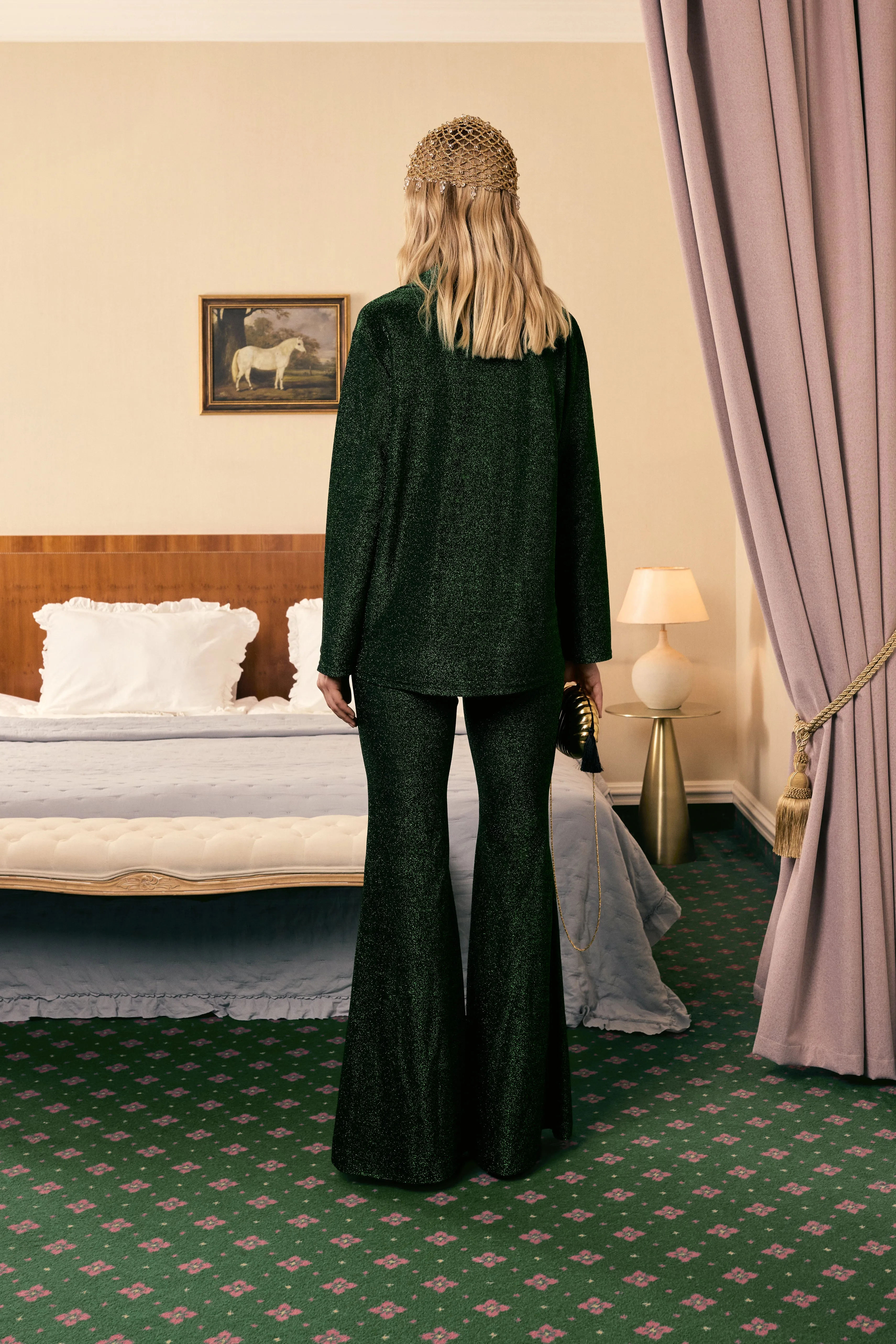 Stardust Lurex Lounge Suit in Green sold by Sleeper product image thumbnail 4