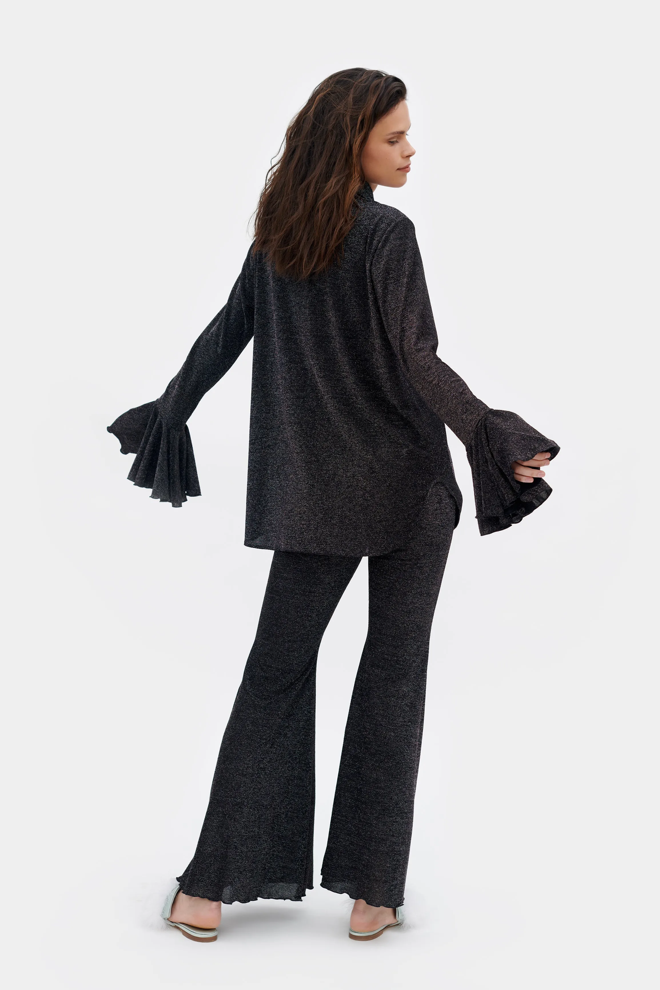 Lurex Lounge Suit with Pants in Black sold by Sleeper product image thumbnail 4