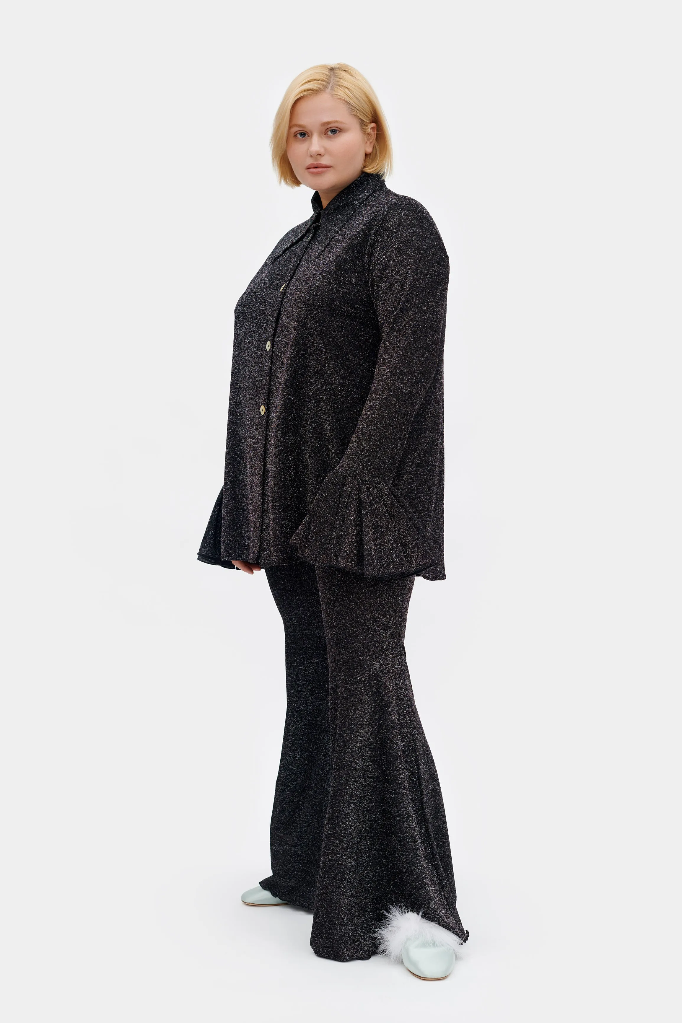 Lurex Lounge Suit with Pants in Black sold by Sleeper product image thumbnail 3