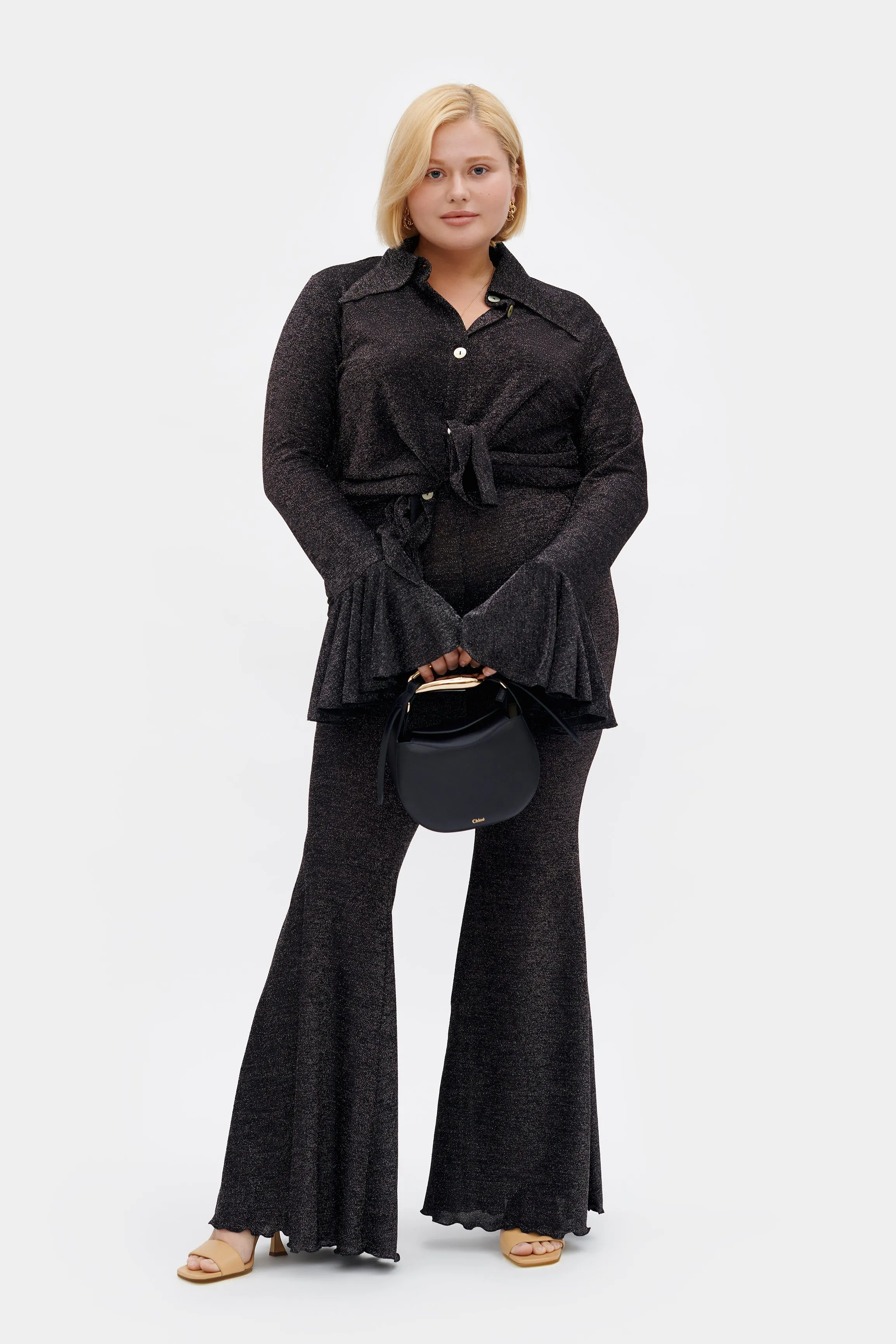 Lurex Lounge Suit with Pants in Black sold by Sleeper product image thumbnail 5