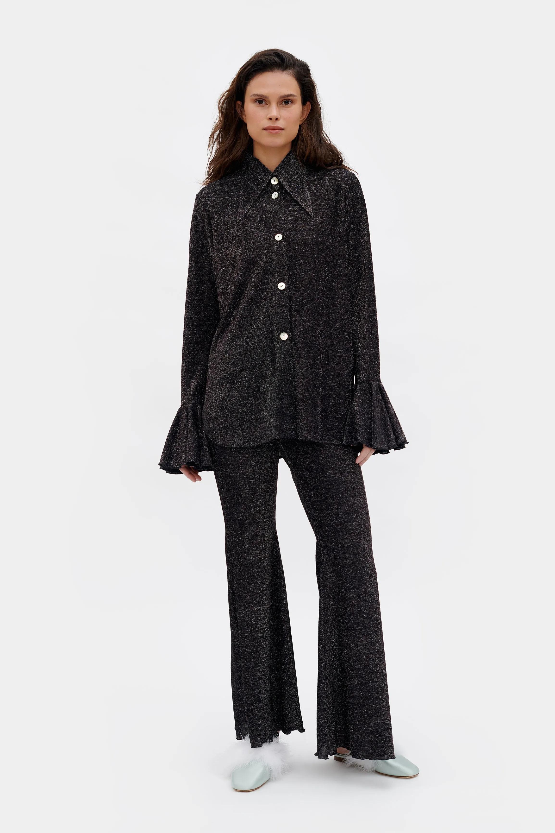 Lurex Lounge Suit with Pants in Black sold by Sleeper