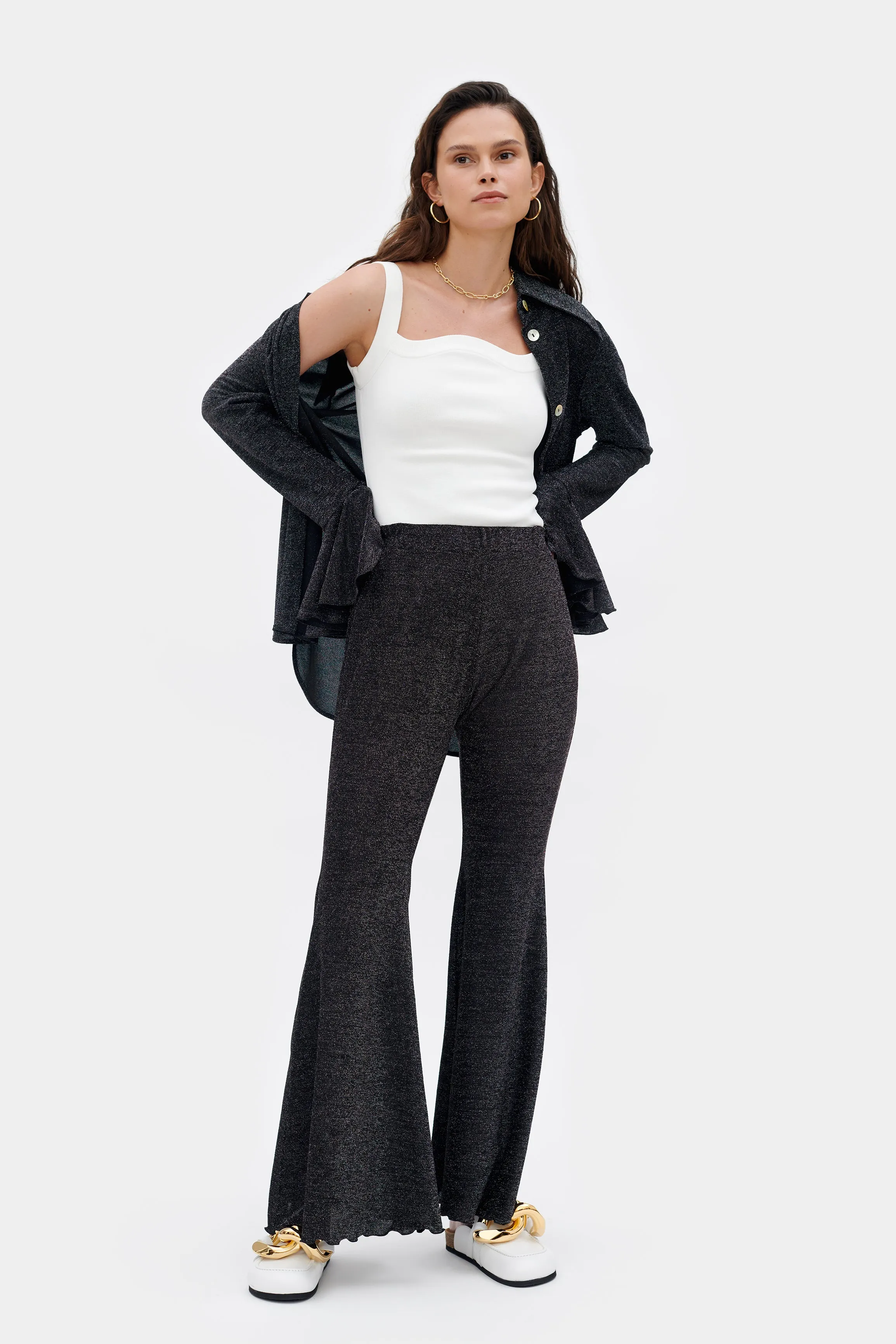 Lurex Lounge Suit with Pants in Black sold by Sleeper product image thumbnail 2