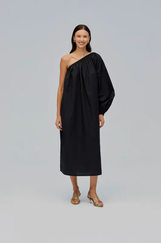 Gaia Cotton Midi Dress in Black sold by Sleeper