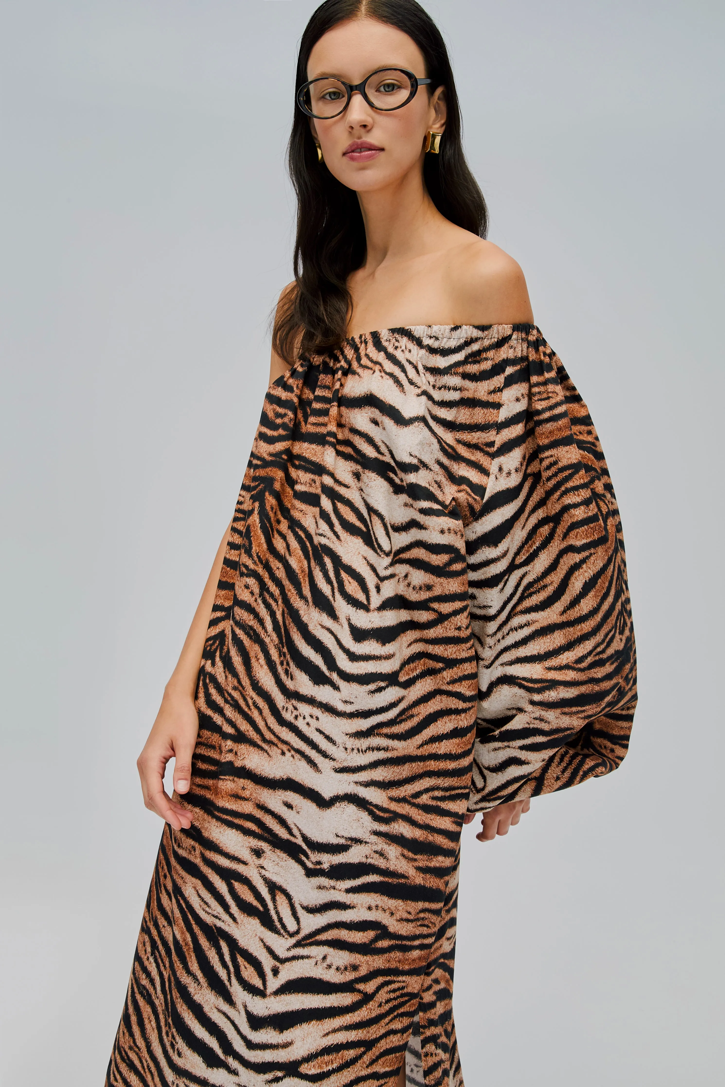Gaia Cotton Midi Dress in Tiger sold by Sleeper product image thumbnail 2