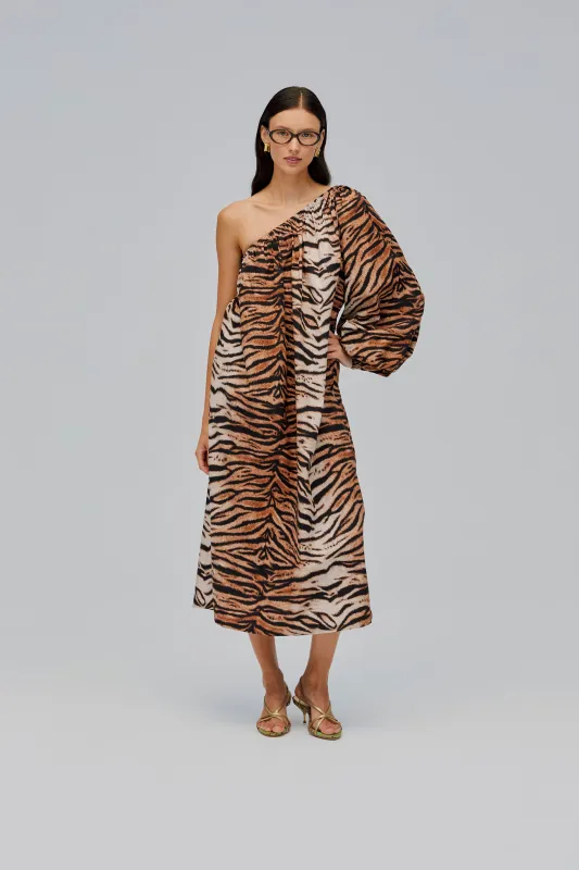 Gaia Cotton Midi Dress in Tiger sold by Sleeper