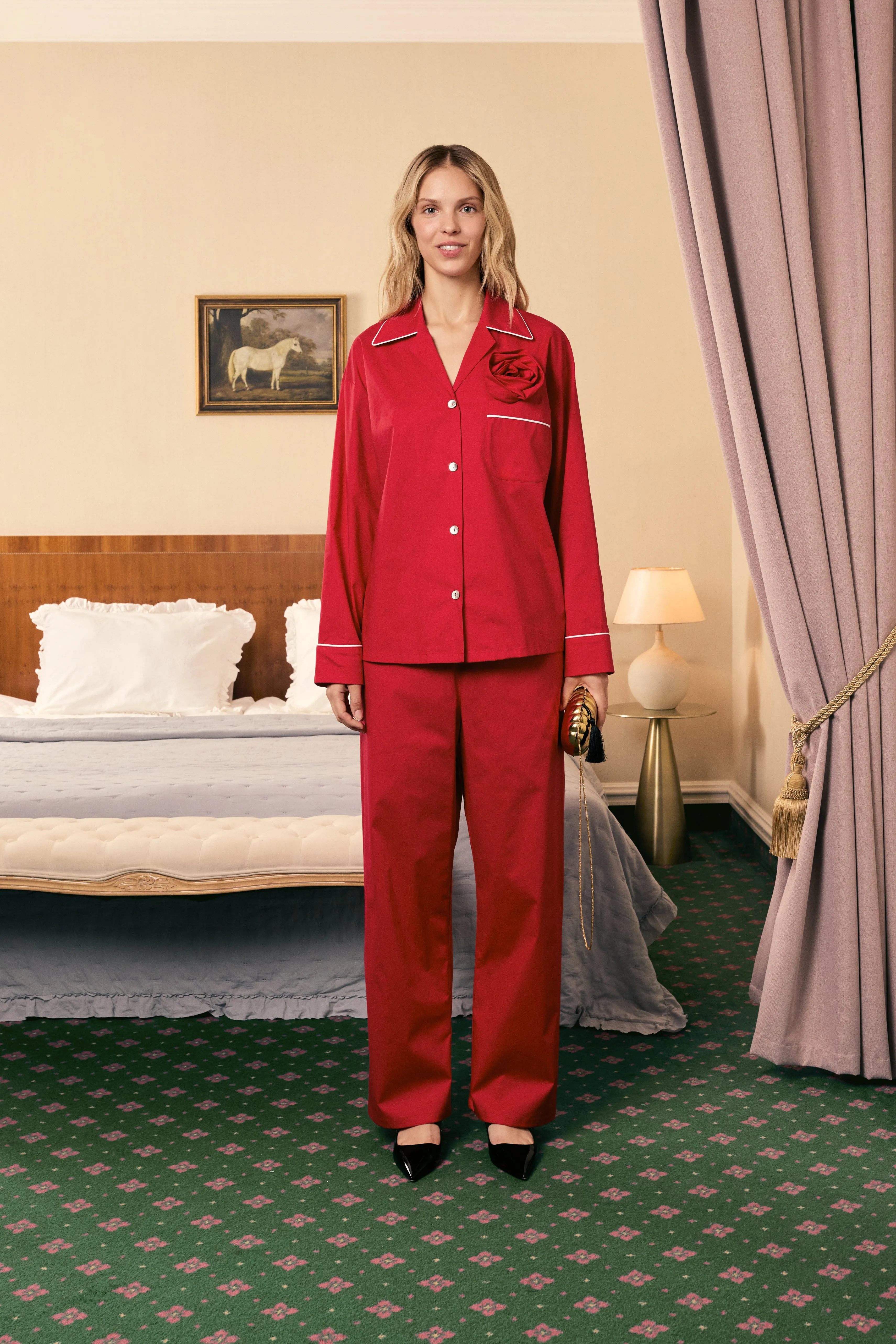 The Rose Cotton Pajama Set in Red sold by Sleeper product image thumbnail 2