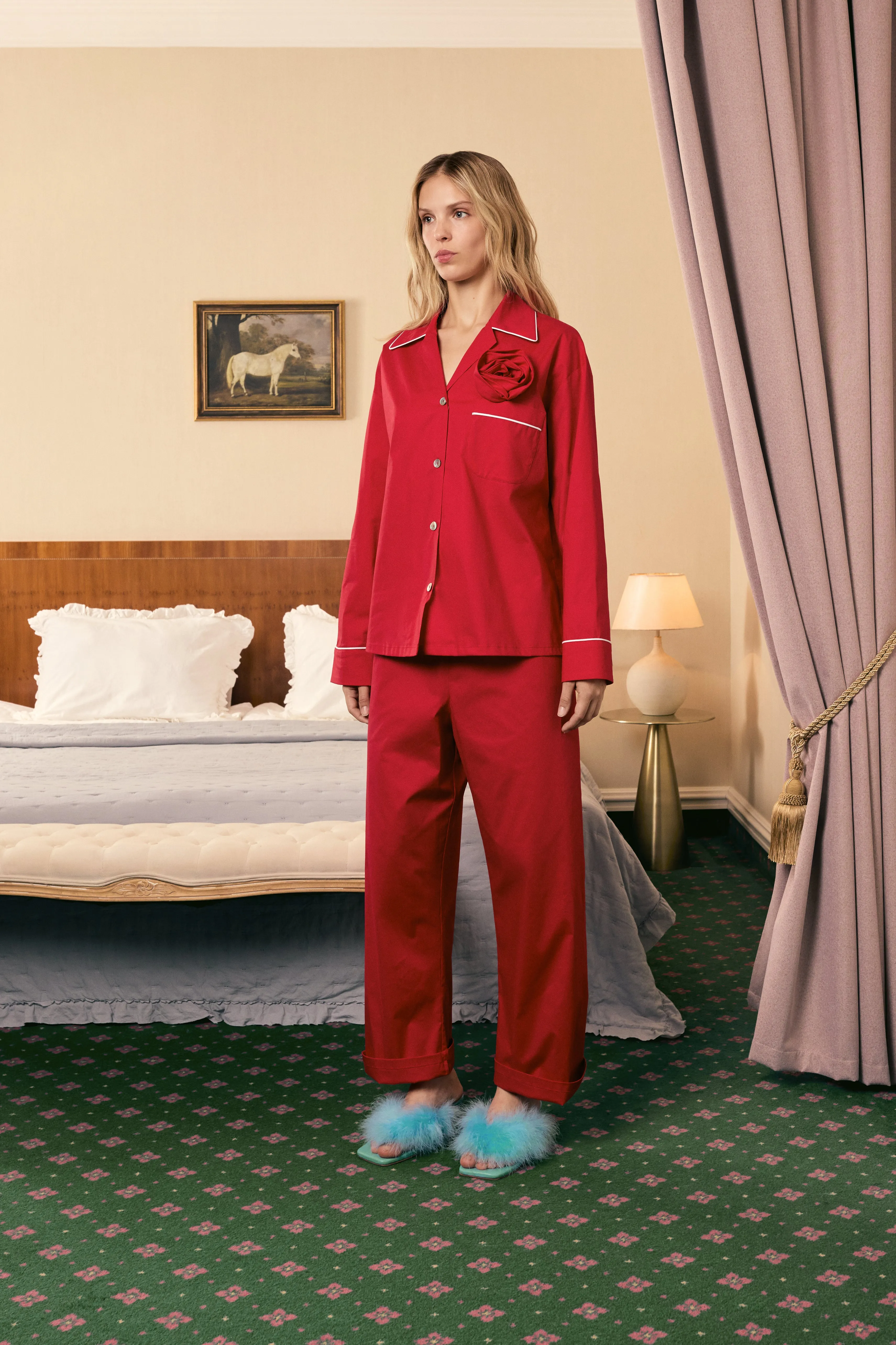 The Rose Cotton Pajama Set in Red sold by Sleeper product image thumbnail 3