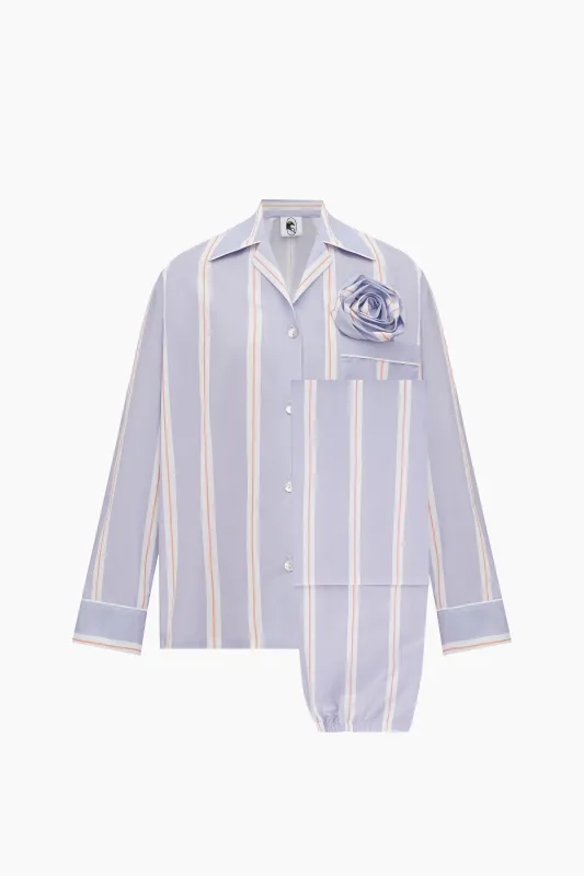 The Rose Cotton Pajama Set in Blue Stripes sold by Sleeper