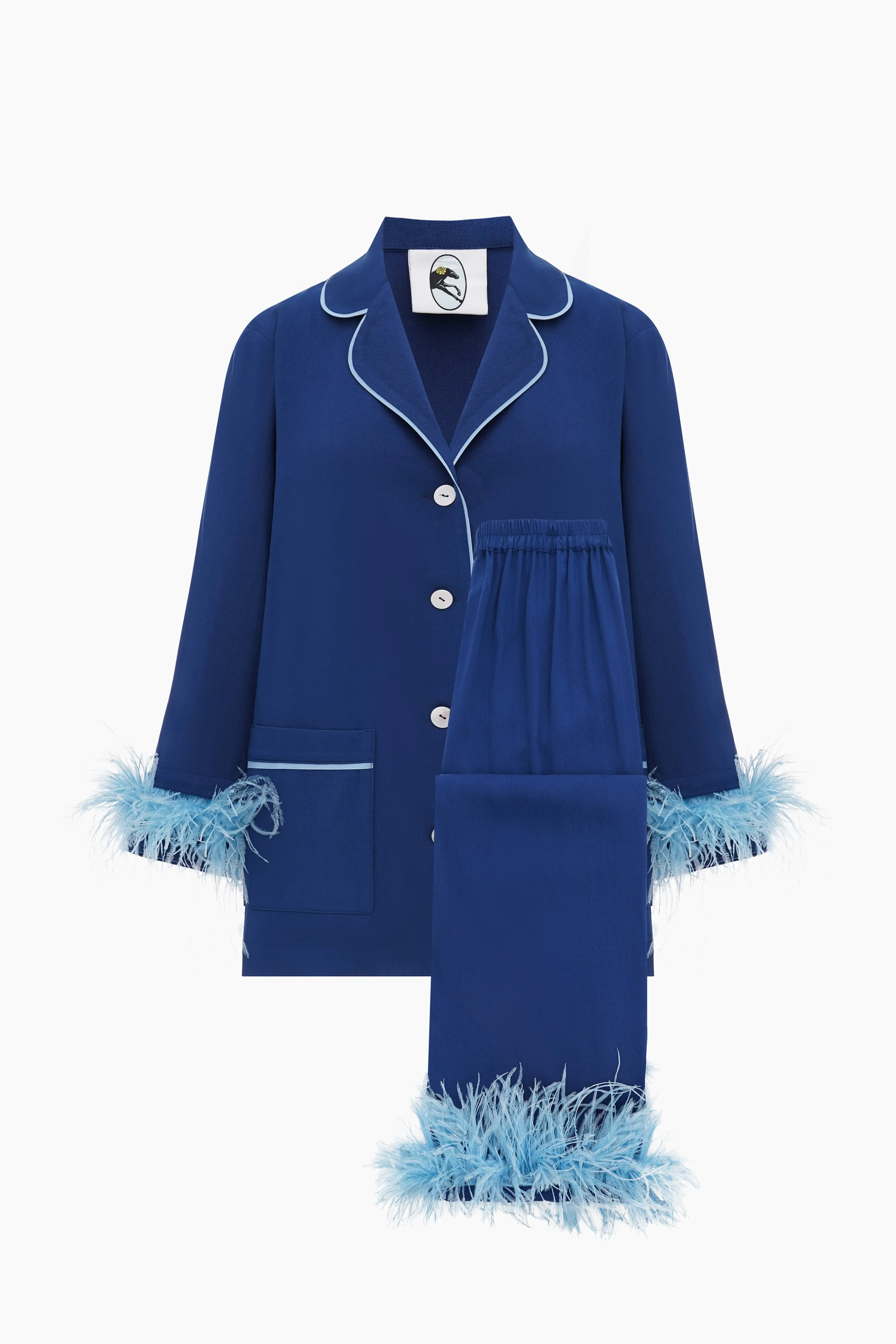 Party Pajamas Set with Detachable Feathers in Navy sold by Sleeper