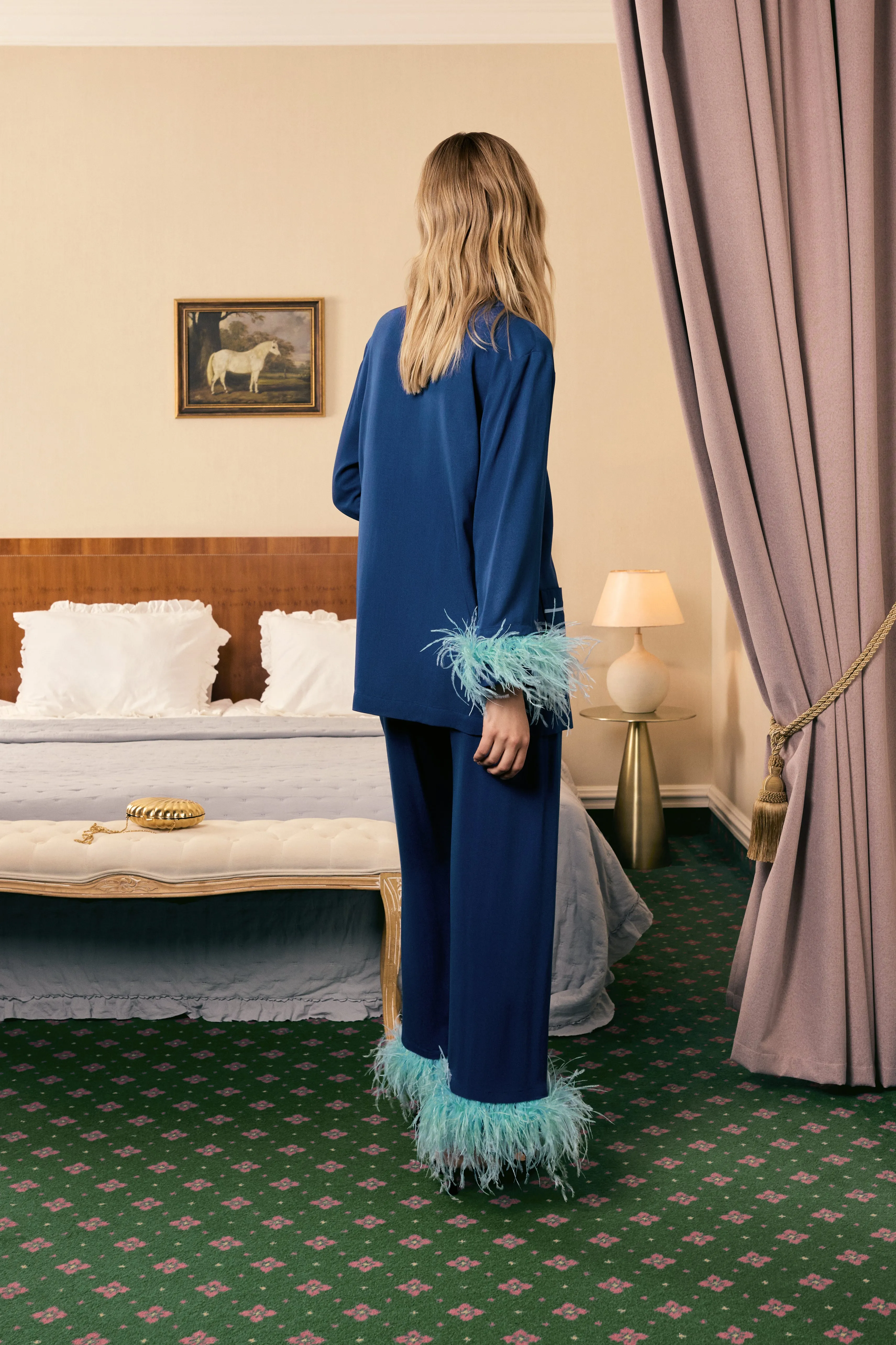 Party Pajamas Set with Detachable Feathers in Navy sold by Sleeper product image thumbnail 2