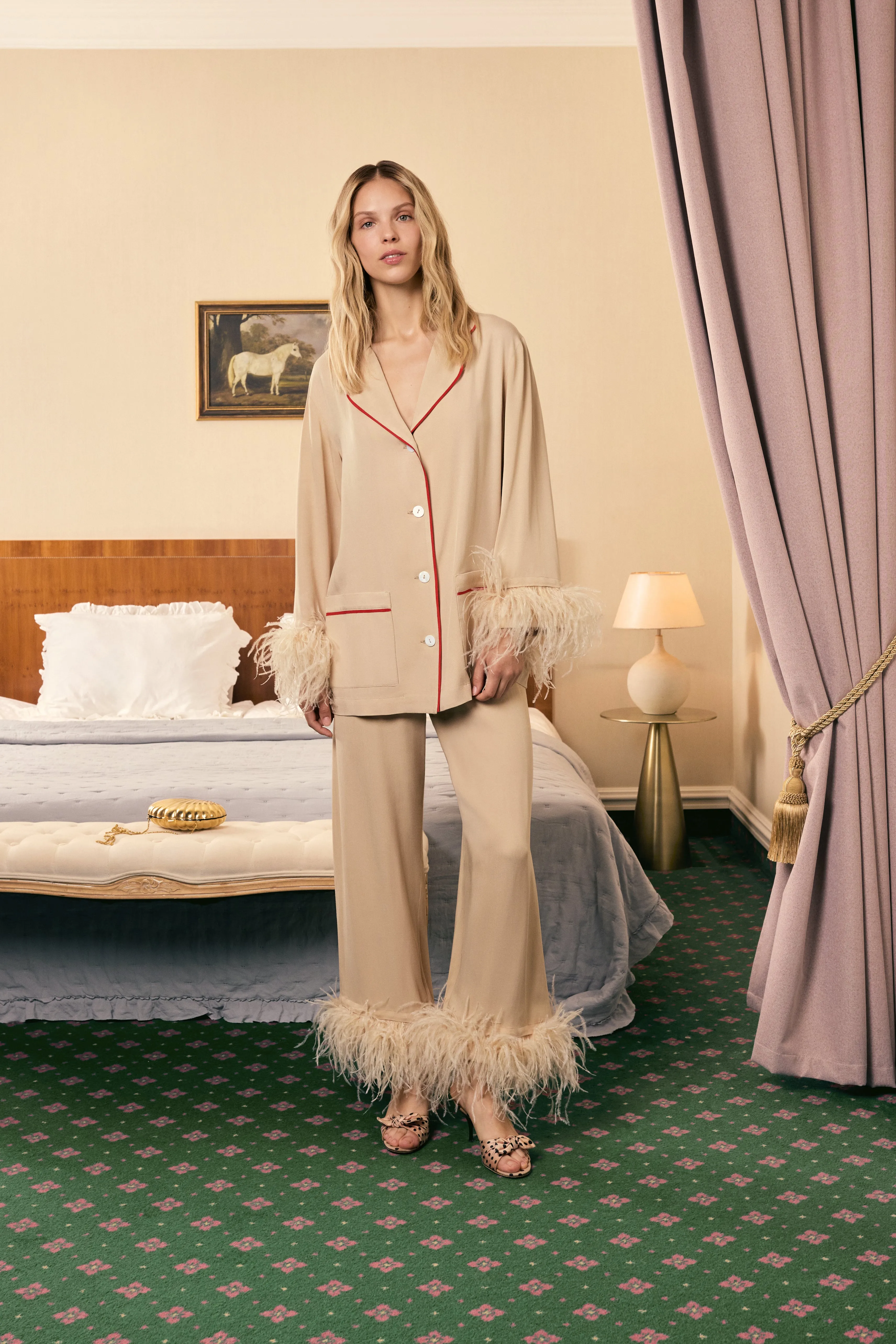 Party Pajamas Set with Detachable Feathers in Beige sold by Sleeper product image thumbnail 4