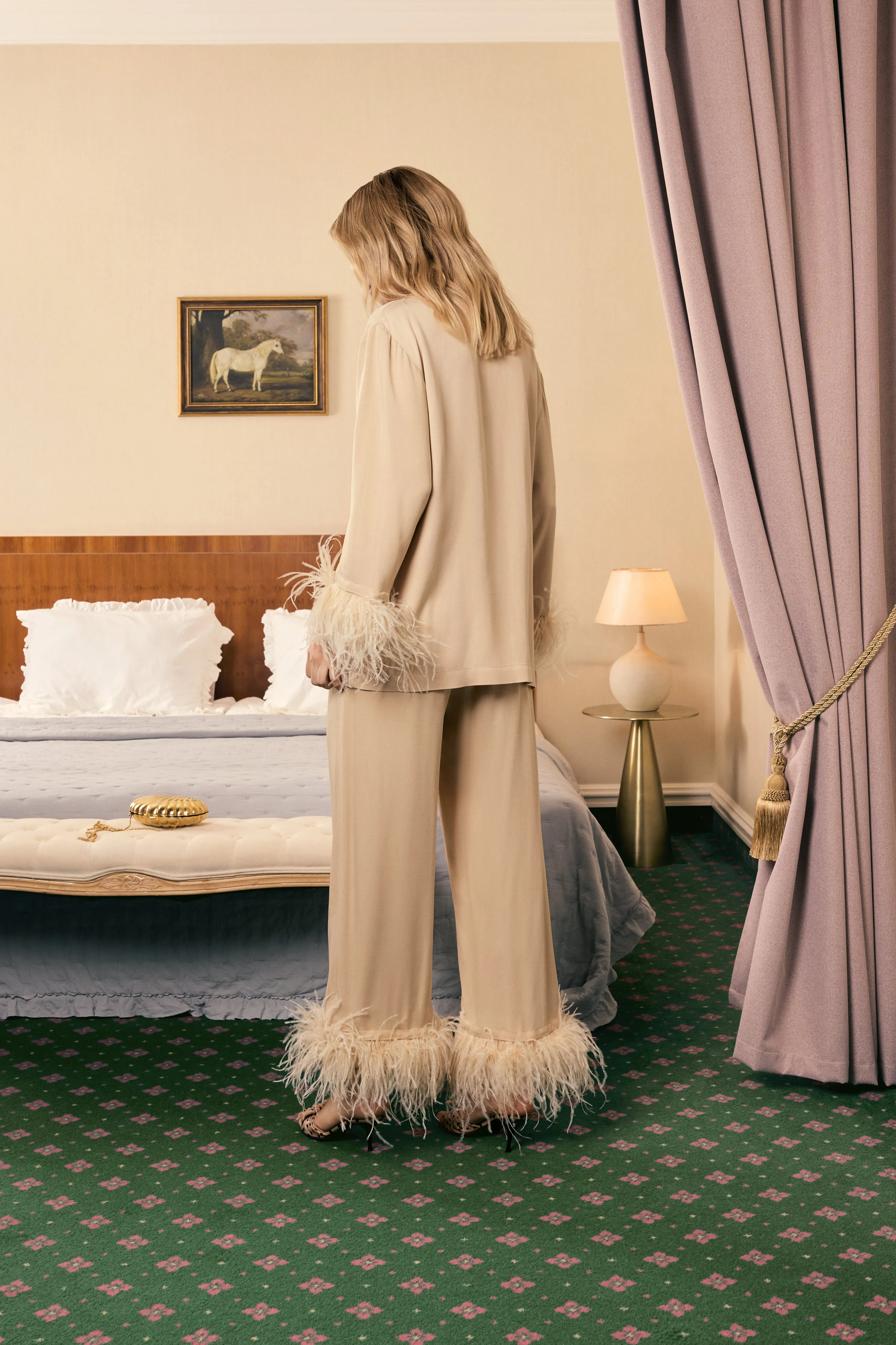 Party Pajamas Set with Detachable Feathers in Beige sold by Sleeper product image thumbnail 3