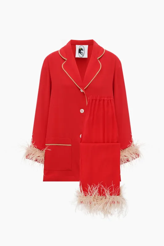 Party Pajamas Set with Detachable Feathers in Red sold by Sleeper