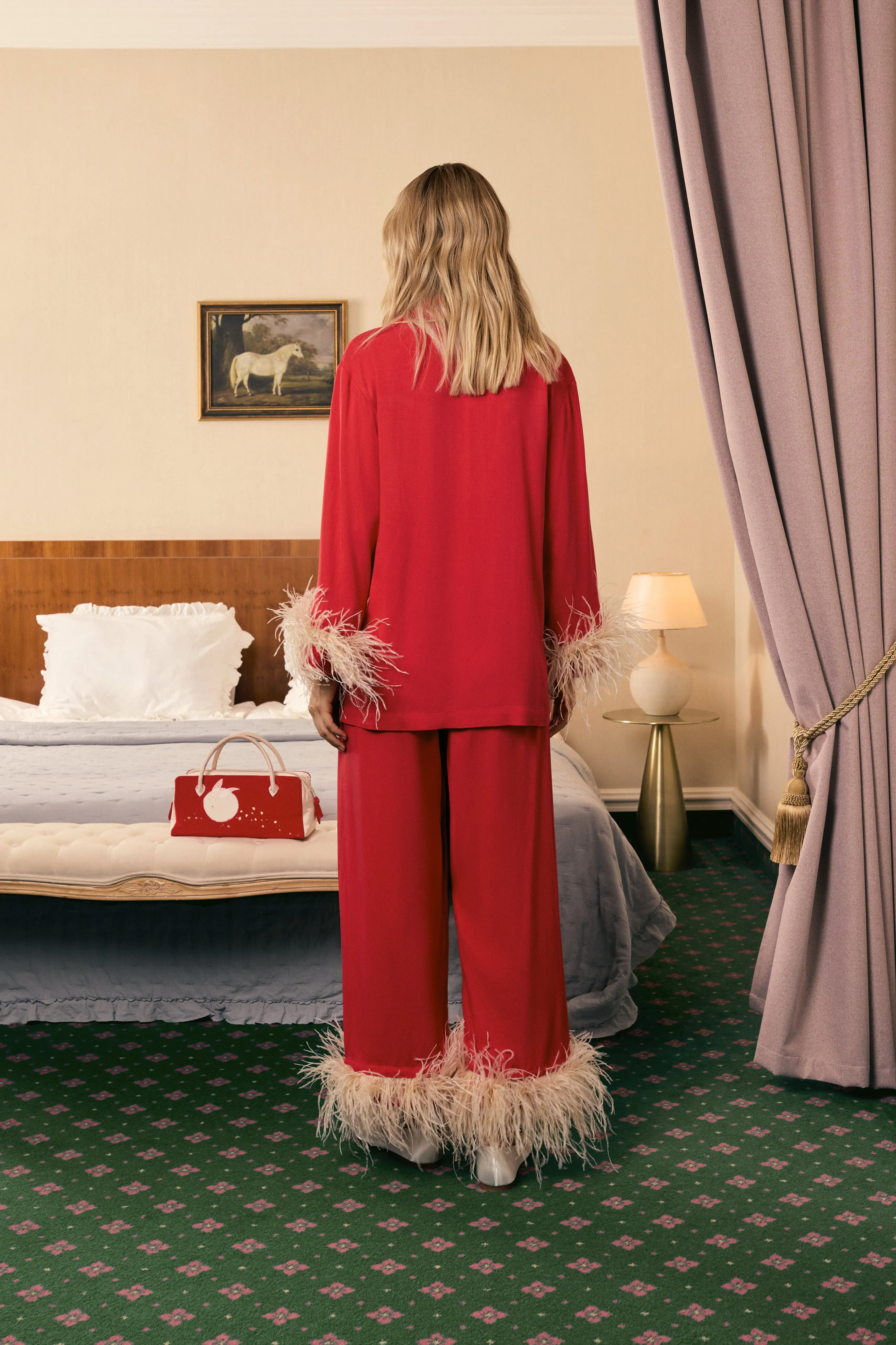 Party Pajamas Set with Detachable Feathers in Red sold by Sleeper product image thumbnail 2