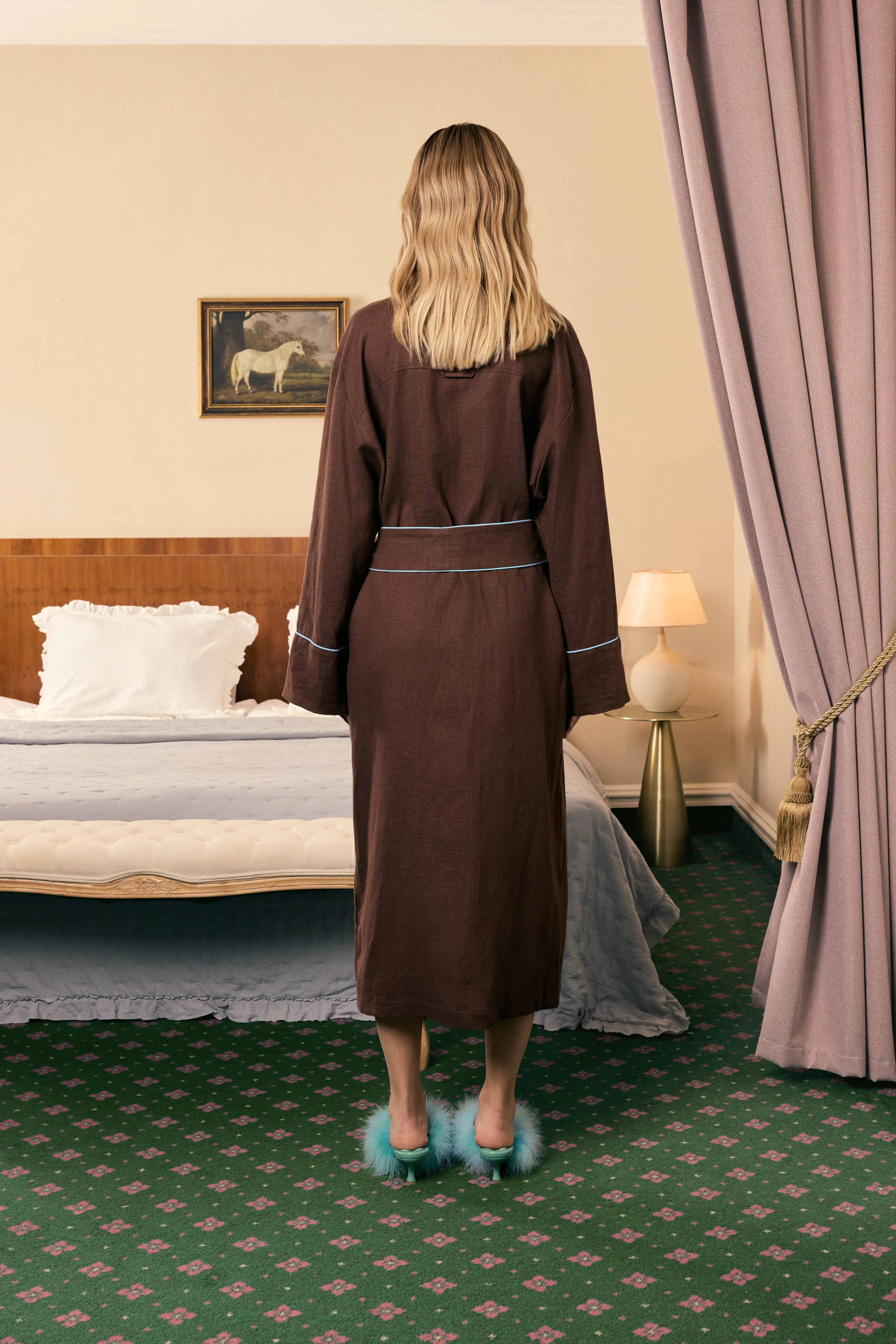 Paros Linen Unisex Robe in Brown sold by Sleeper product image thumbnail 2