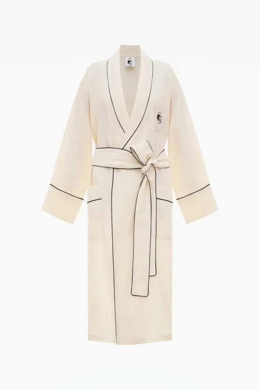 Paros Linen Unisex Robe in Milk sold by Sleeper