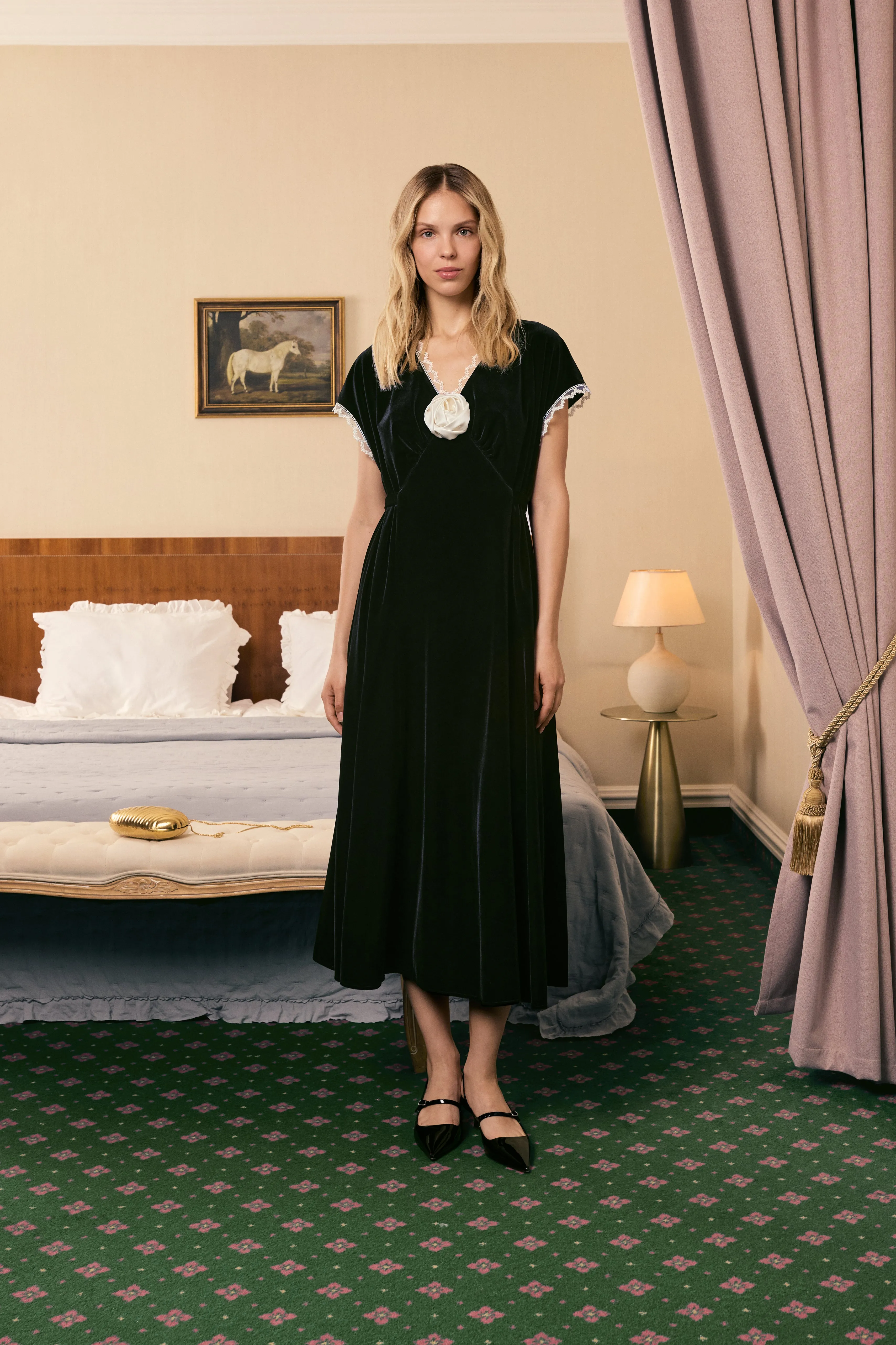 The Genus Rosa Velvet Dress in Black sold by Sleeper product image thumbnail 2