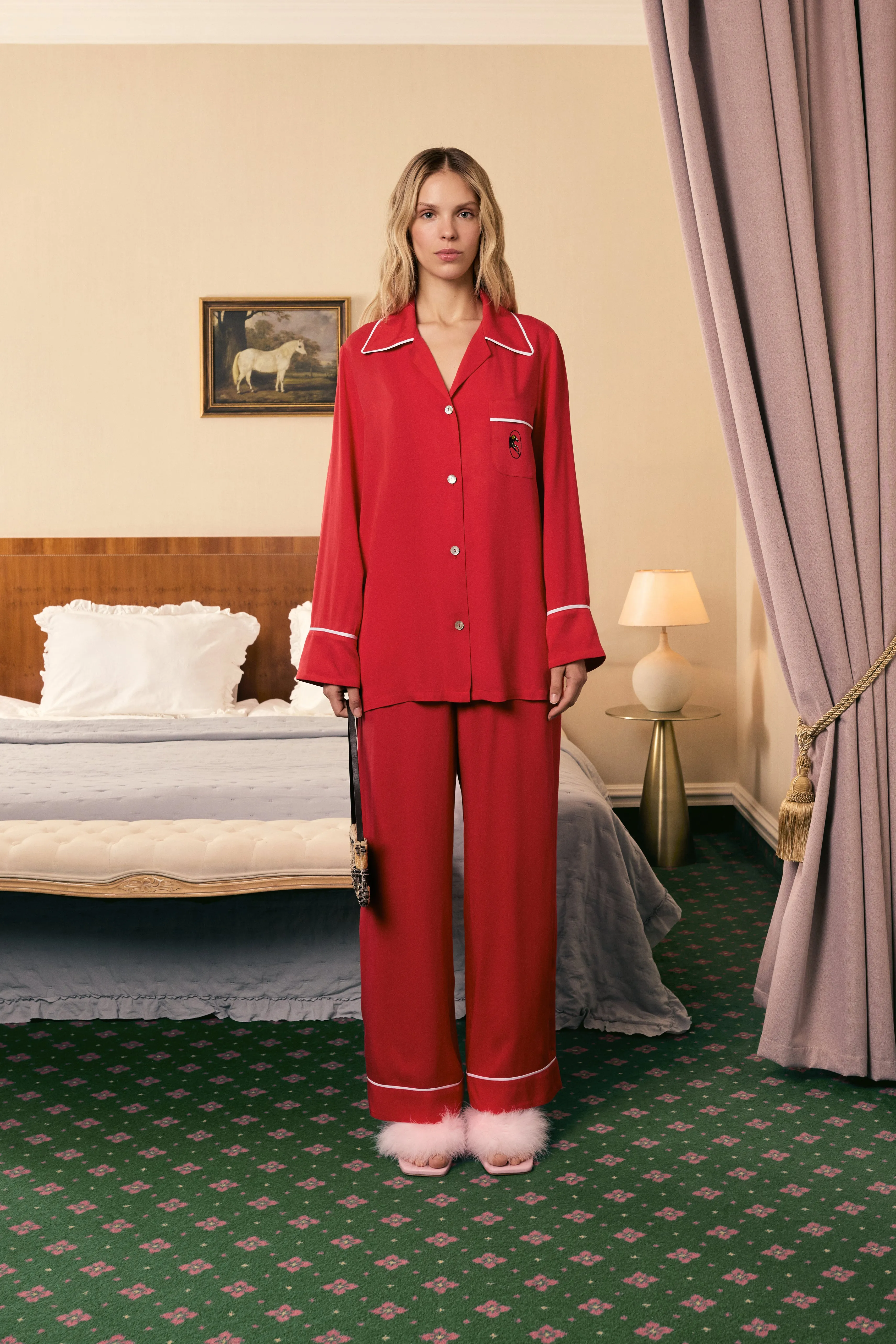 Finnegan Unisex Pajama Shirt in Red sold by Sleeper product image thumbnail 4
