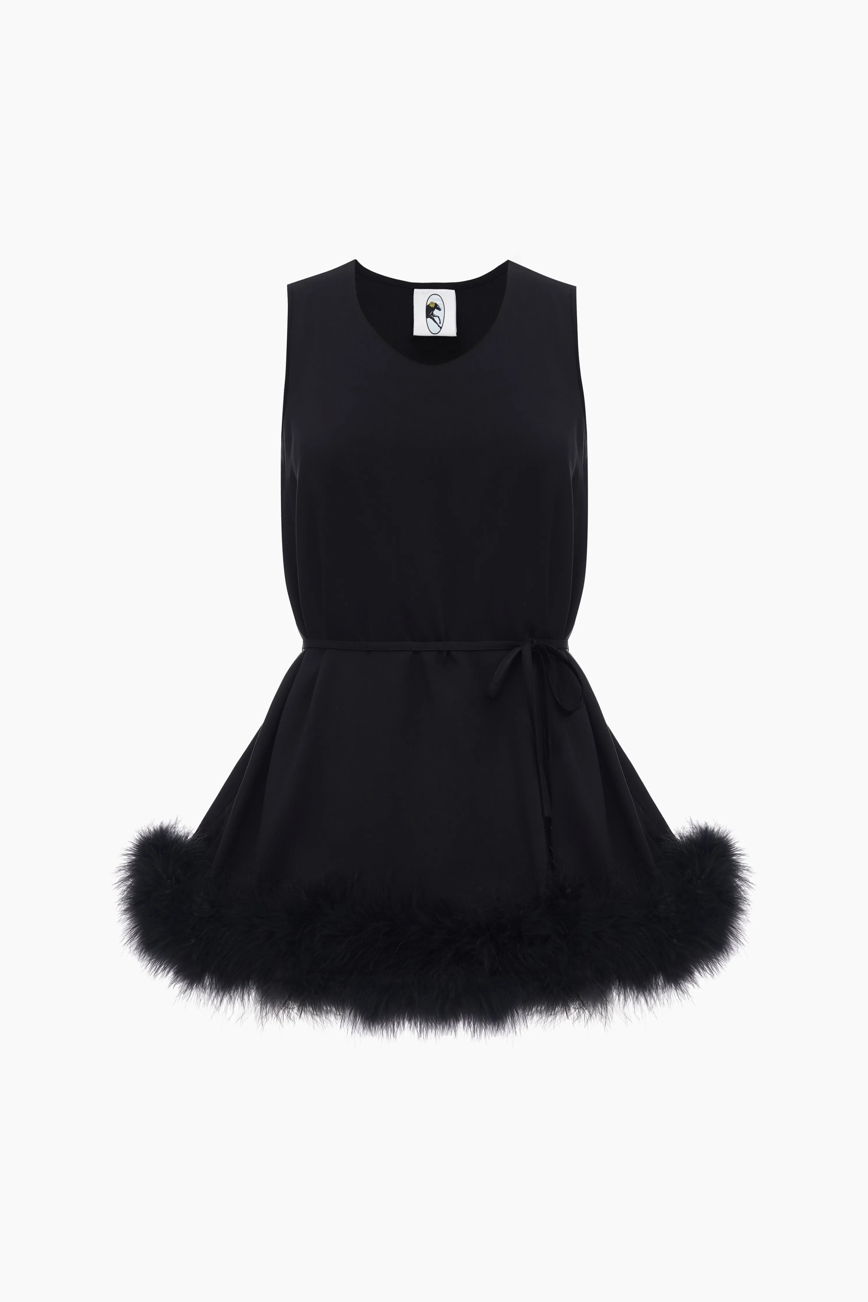 Bisou Bisou Top with Feathers in Black sold by Sleeper