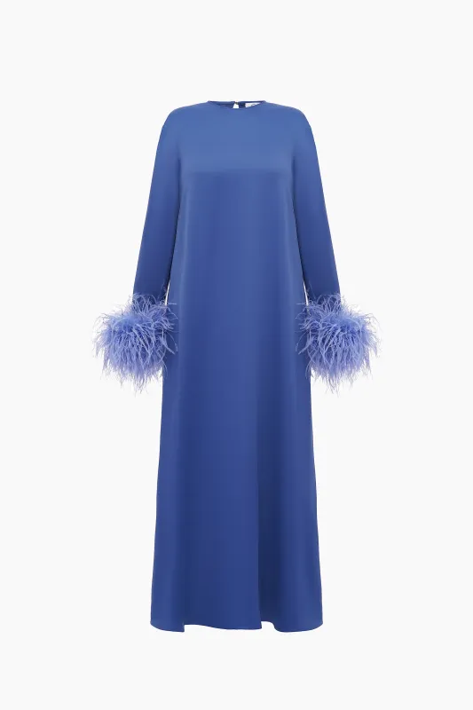 Suzi Maxi Dress with Detachable Feathers in Navy sold by Sleeper