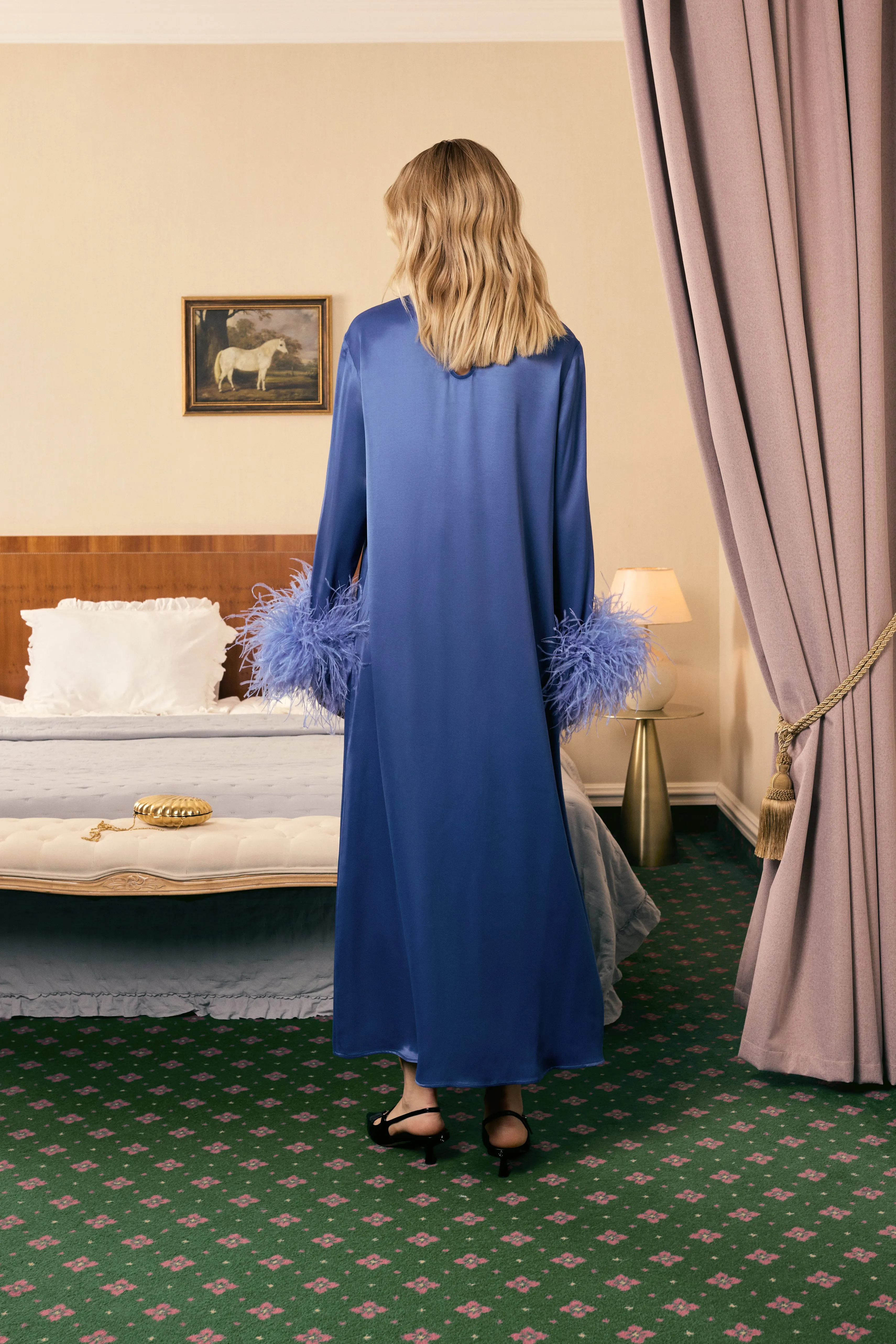 Suzi Maxi Dress with Detachable Feathers in Navy sold by Sleeper product image thumbnail 4