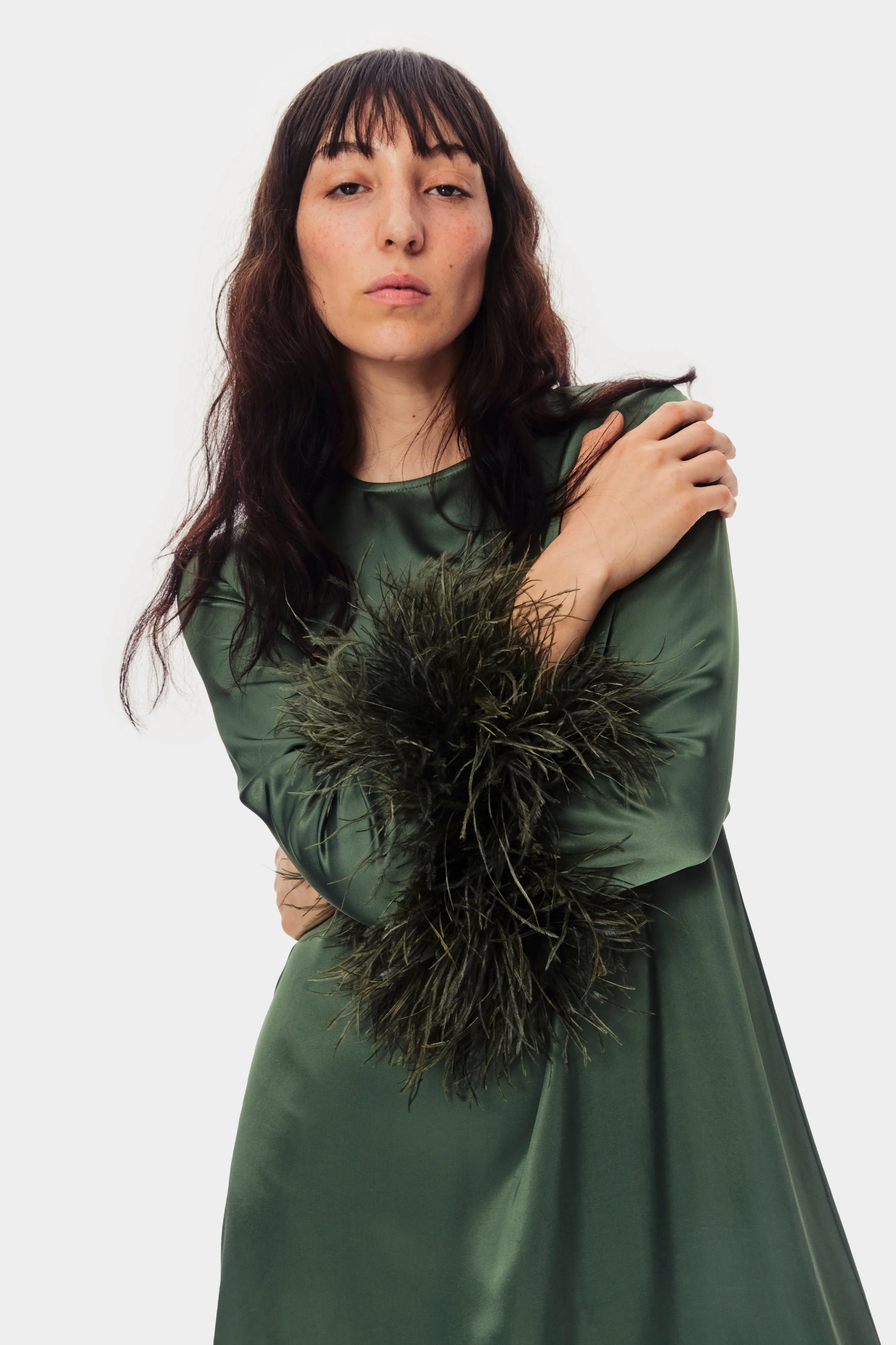 Suzi Maxi Dress with Detachable Feathers in Green sold by Sleeper product image thumbnail 3