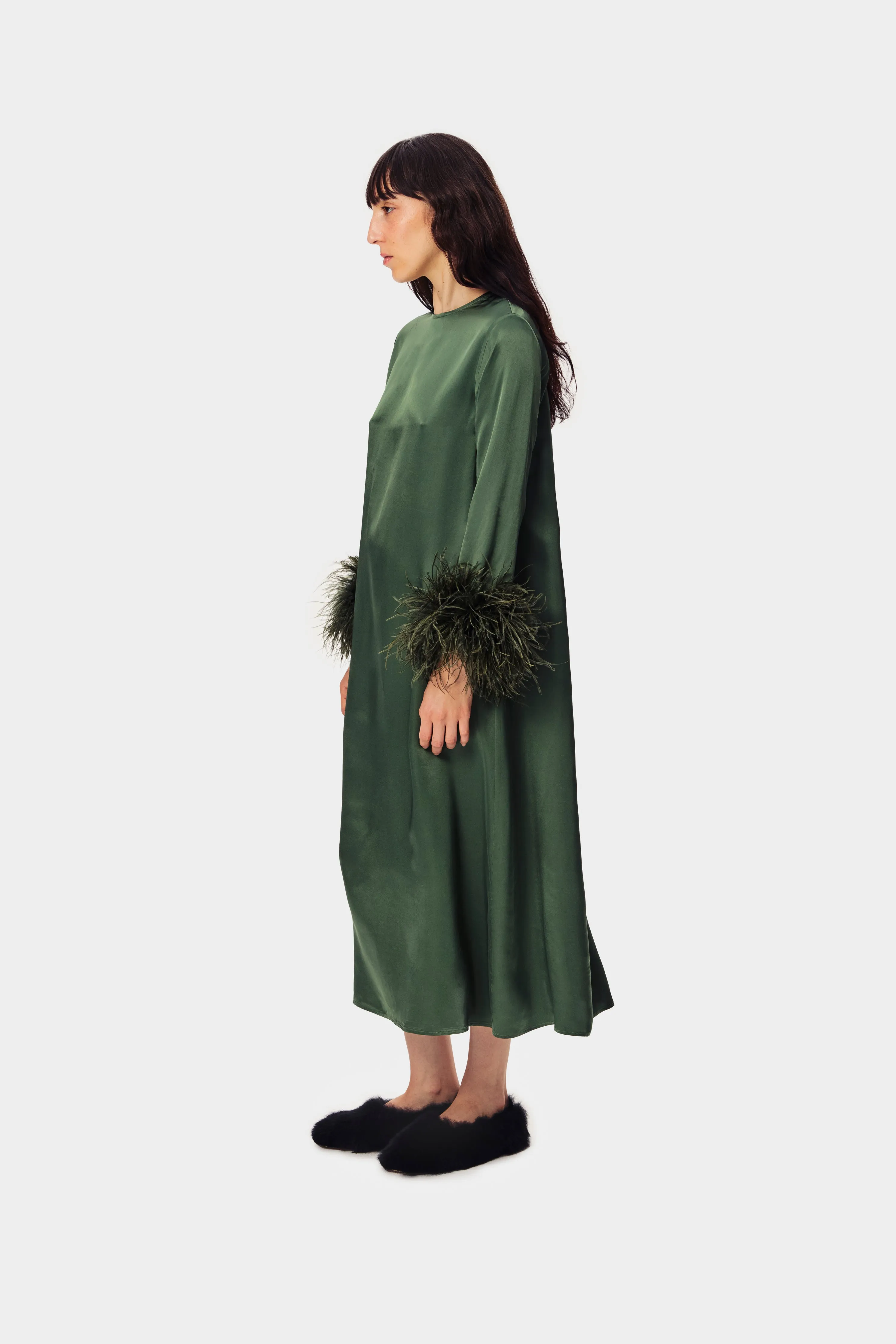 Suzi Maxi Dress with Detachable Feathers in Green sold by Sleeper product image thumbnail 4