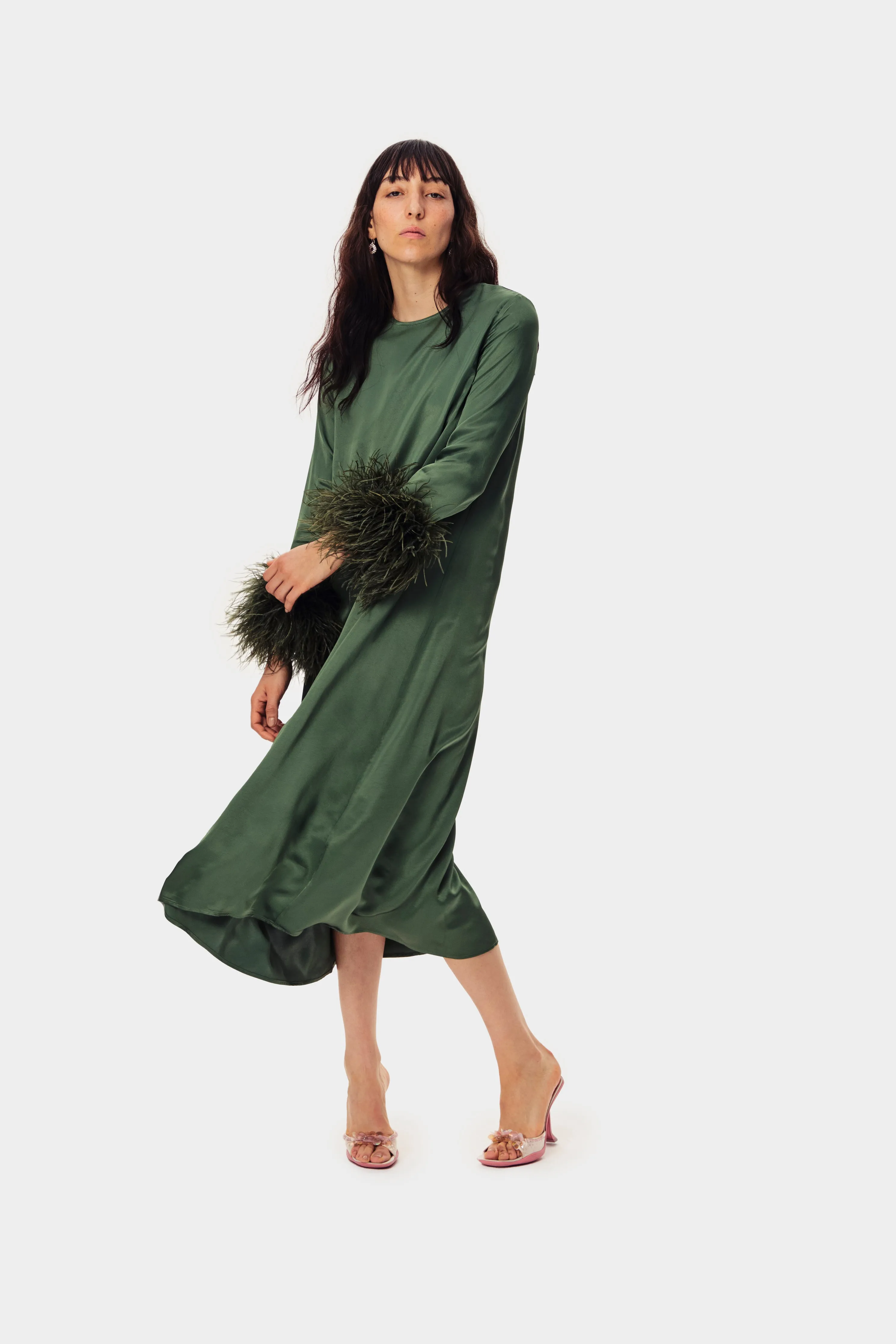 Suzi Maxi Dress with Detachable Feathers in Green sold by Sleeper product image thumbnail 2