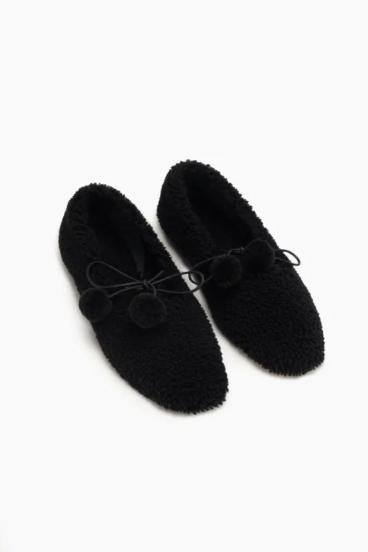 Lulu Shearling Slippers in Black sold by Sleeper