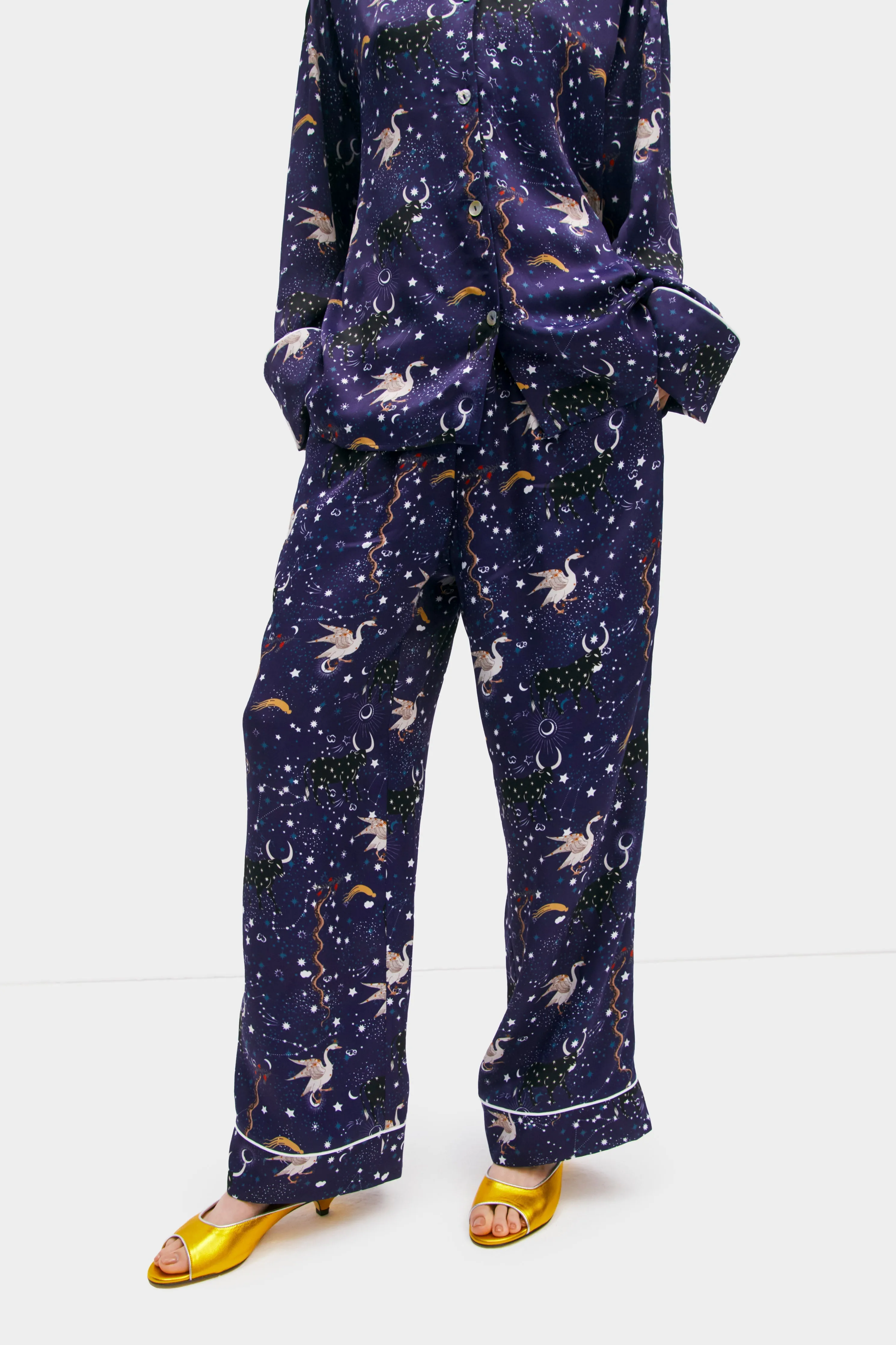 Pastelle Oversized Pants in Navy Mystic Print sold by Sleeper product image thumbnail 2