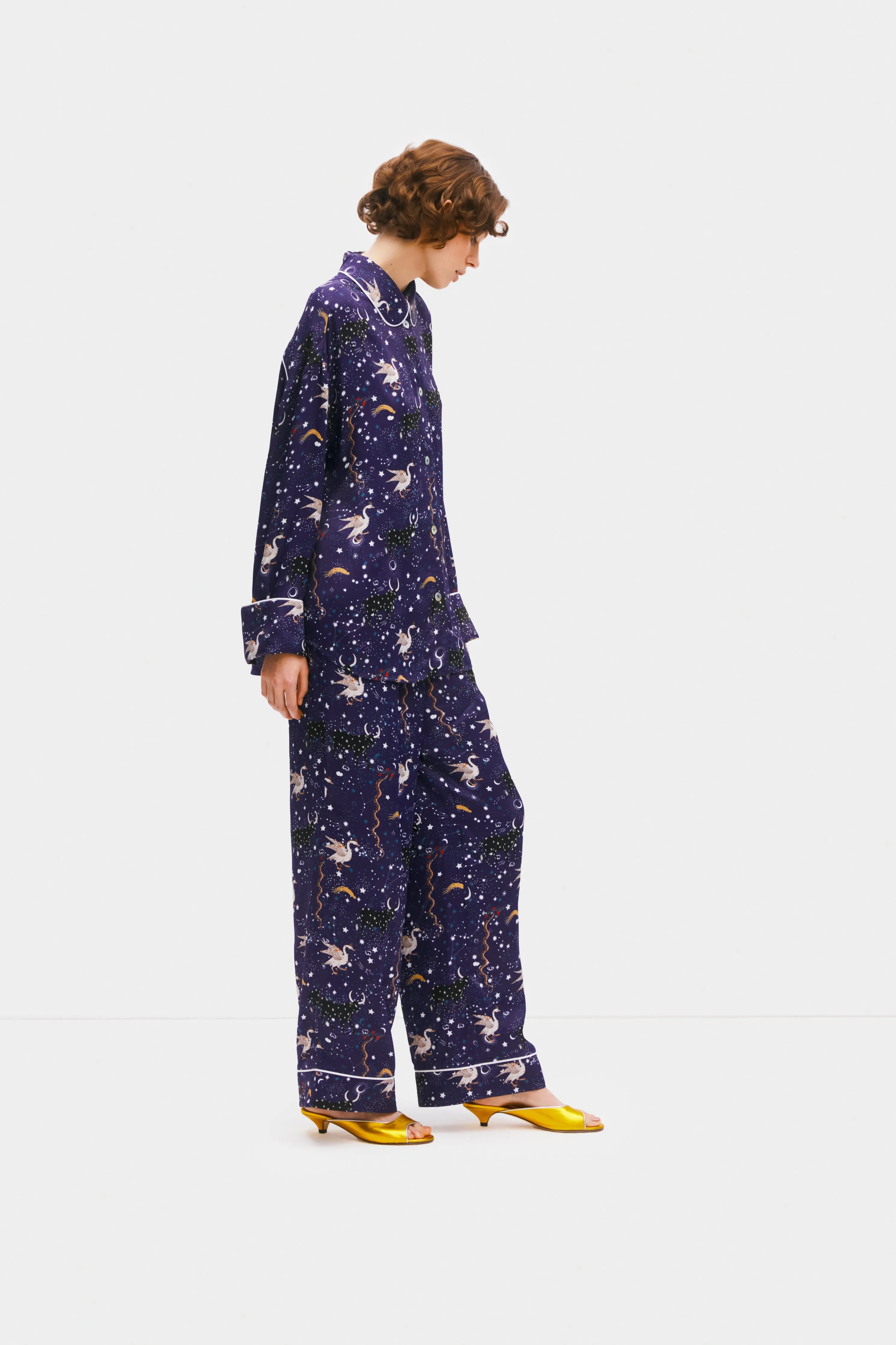 Pastelle Oversized Pants in Navy Mystic Print sold by Sleeper product image thumbnail 4