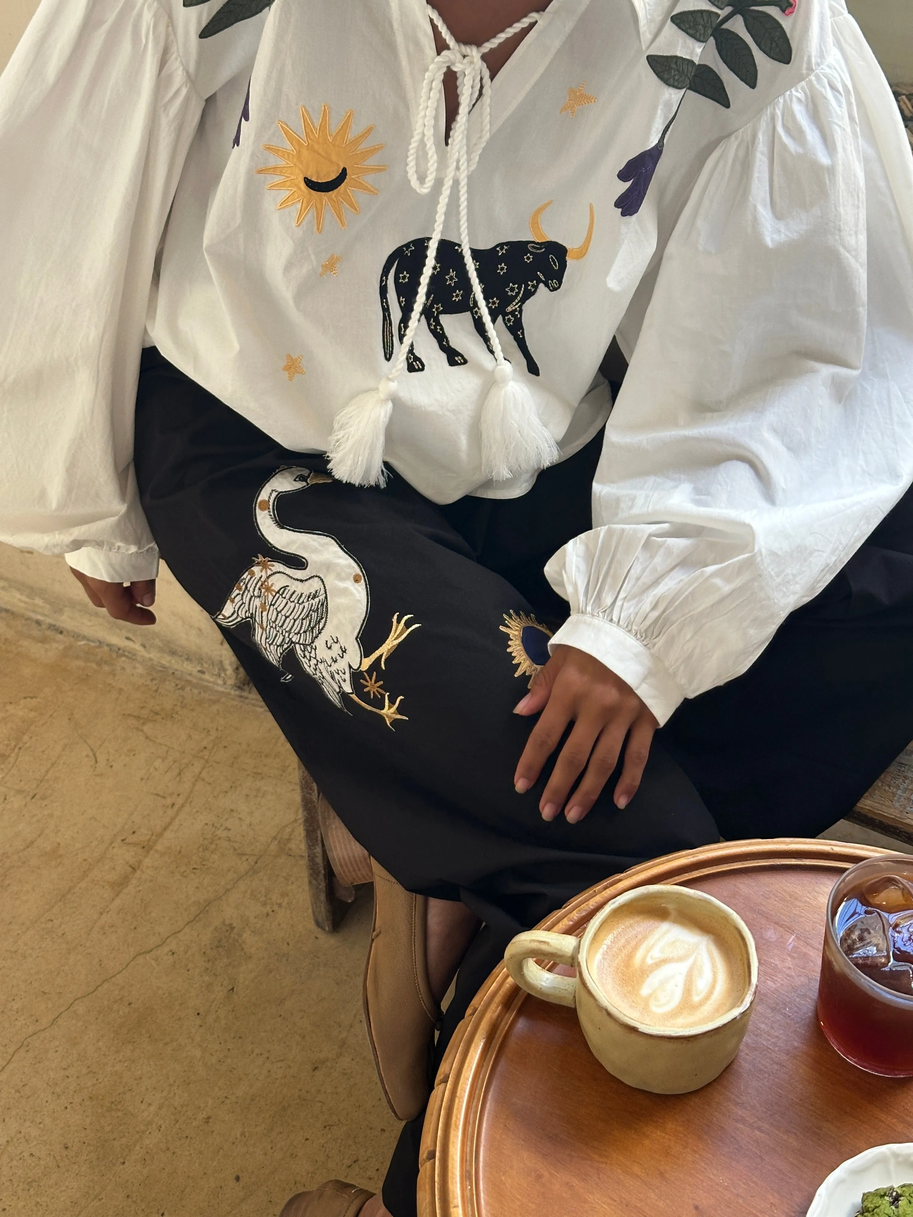 Mystic Appliquéd Cotton Pants in Black sold by Sleeper product image thumbnail 4