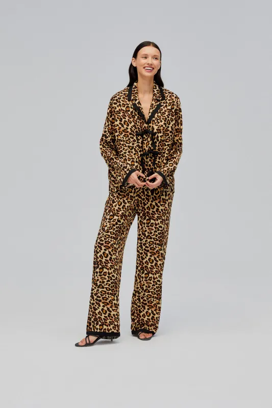 The Bow Pajama Set in Leopard Print sold by Sleeper