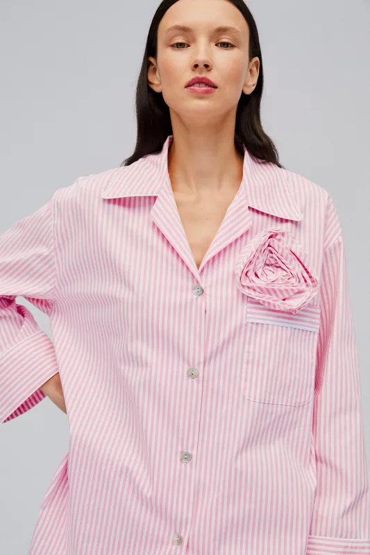 The Rose Cotton Pajama Set in Pink Stripes sold by Sleeper
