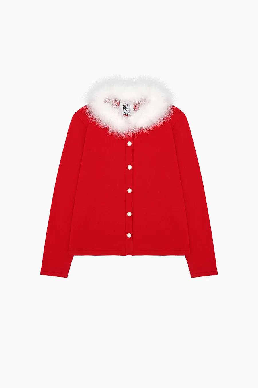 Miss Kitty Cardigan with Detachable Feathers in Red sold by Sleeper