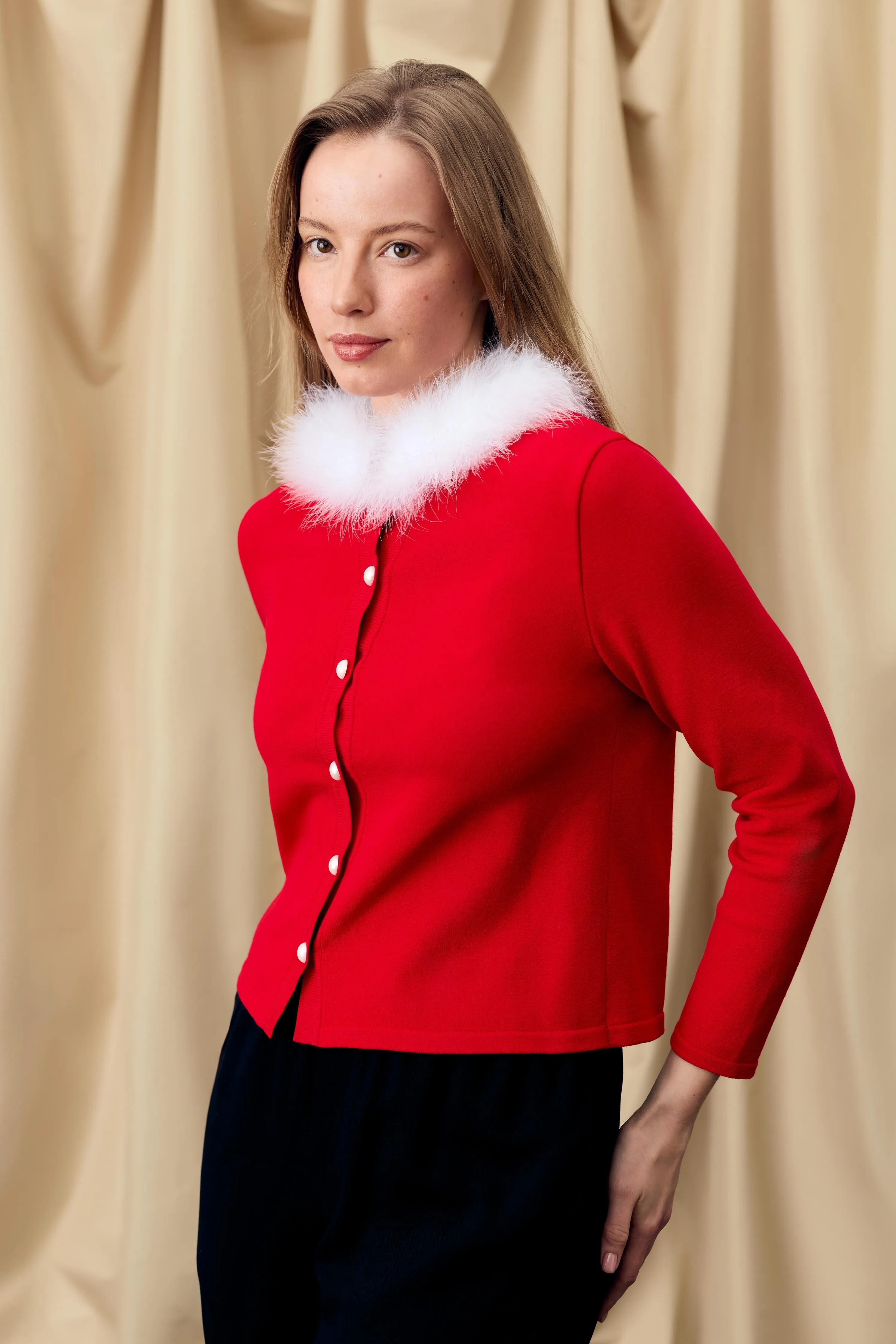 Miss Kitty Cardigan with Detachable Feathers in Red sold by Sleeper product image thumbnail 2
