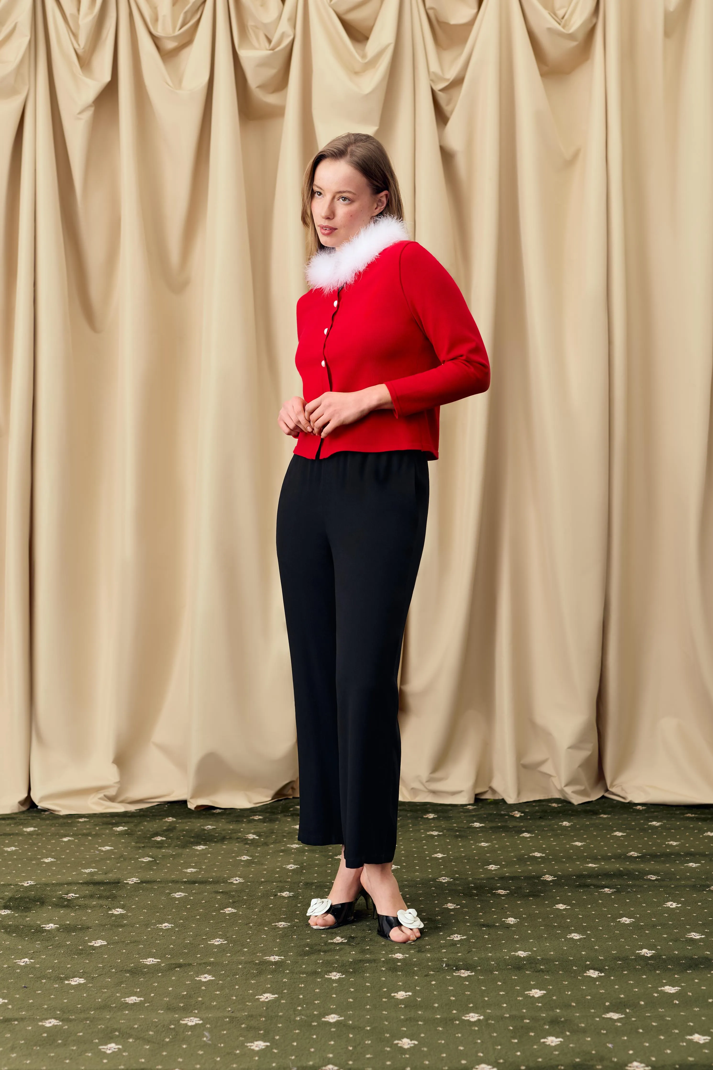 Miss Kitty Cardigan with Detachable Feathers in Red sold by Sleeper product image thumbnail 3