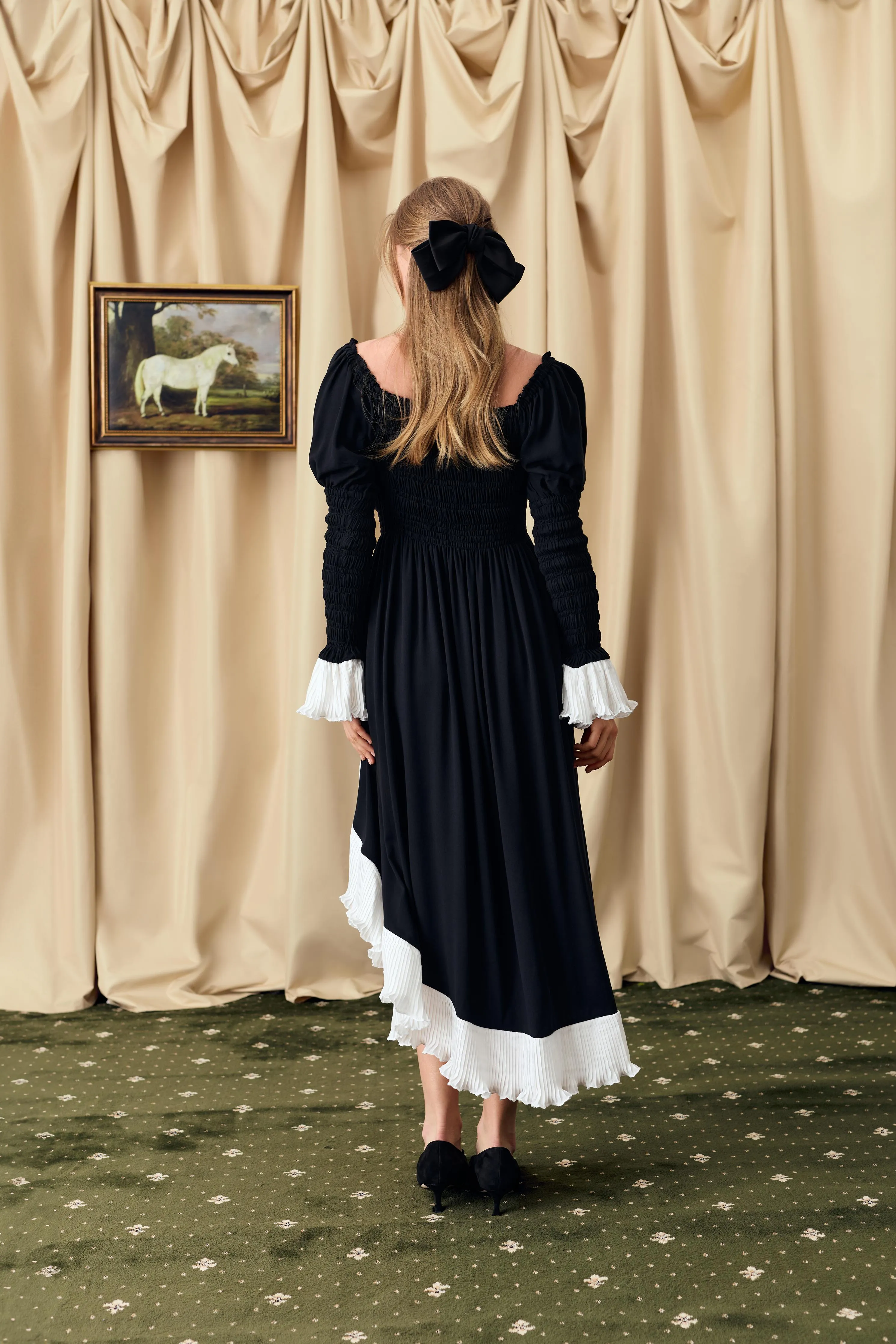 Juliette Shirred Asymmetric Dress in Black sold by Sleeper product image thumbnail 3