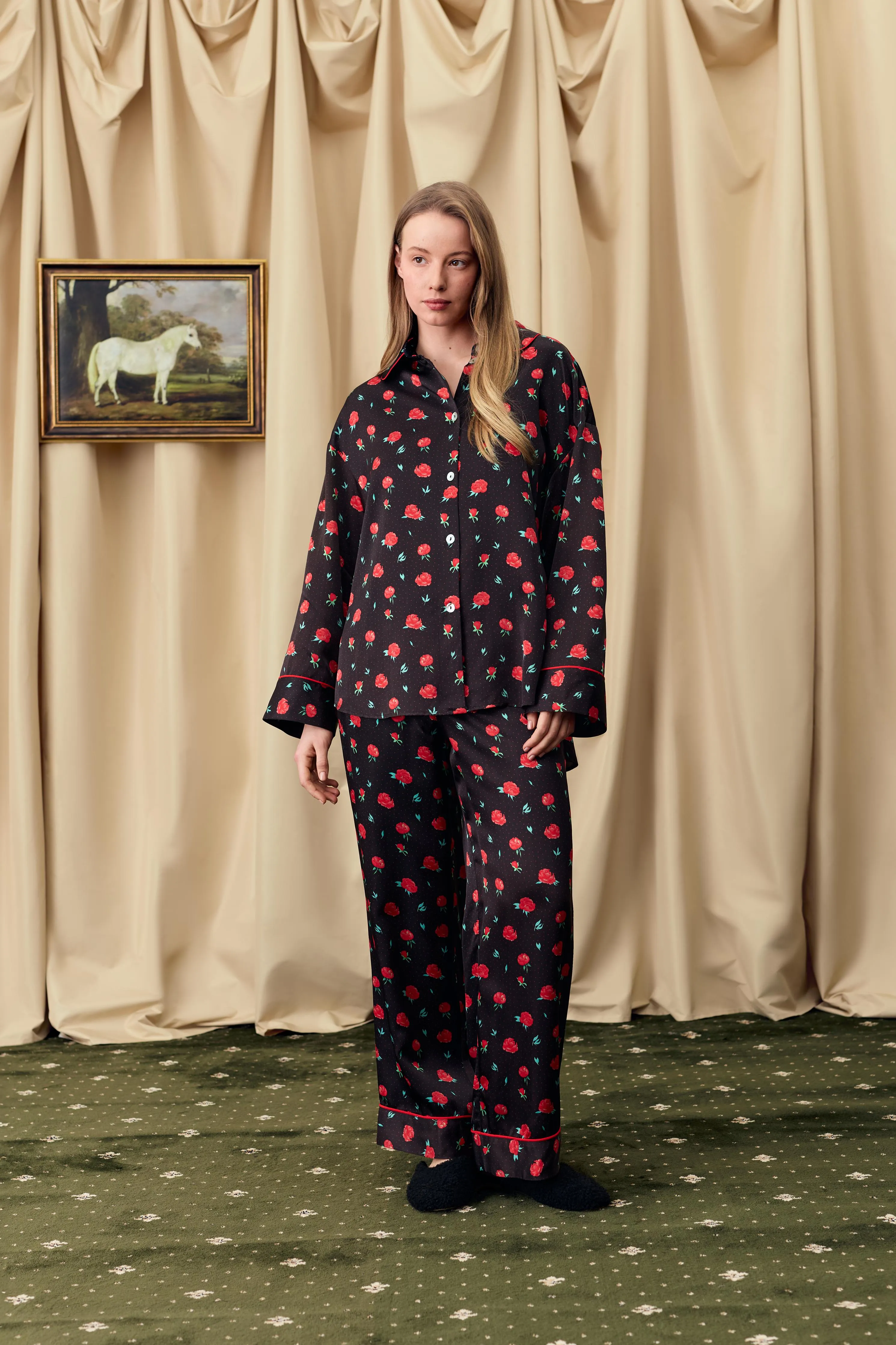 Pastelle Oversized Pants in Poppies Print sold by Sleeper product image thumbnail 3