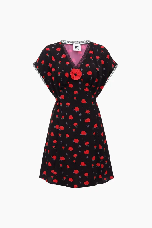 Poppi Mini Dress in Poppies Print sold by Sleeper