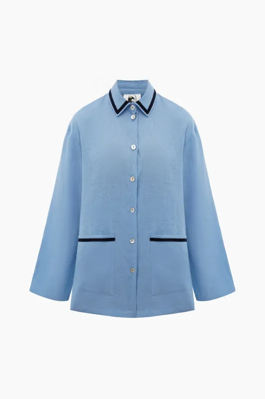 Paros Linen Unisex Pajama Shirt in Blue sold by Sleeper