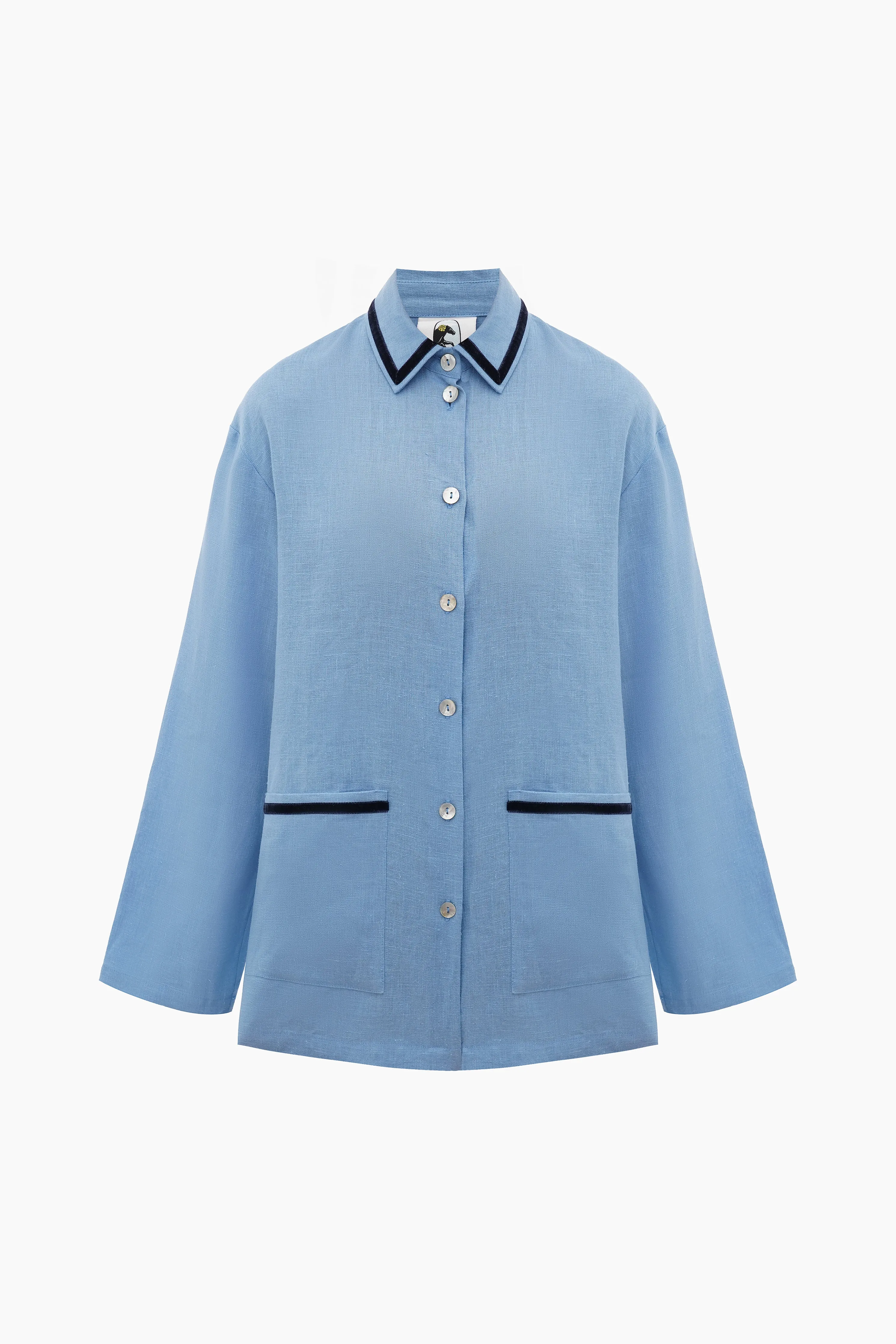 Paros Linen Unisex Pajama Shirt in Blue sold by Sleeper