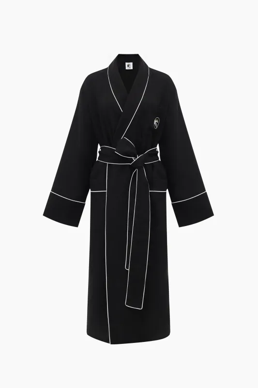 Paros Linen Unisex Robe in Black sold by Sleeper