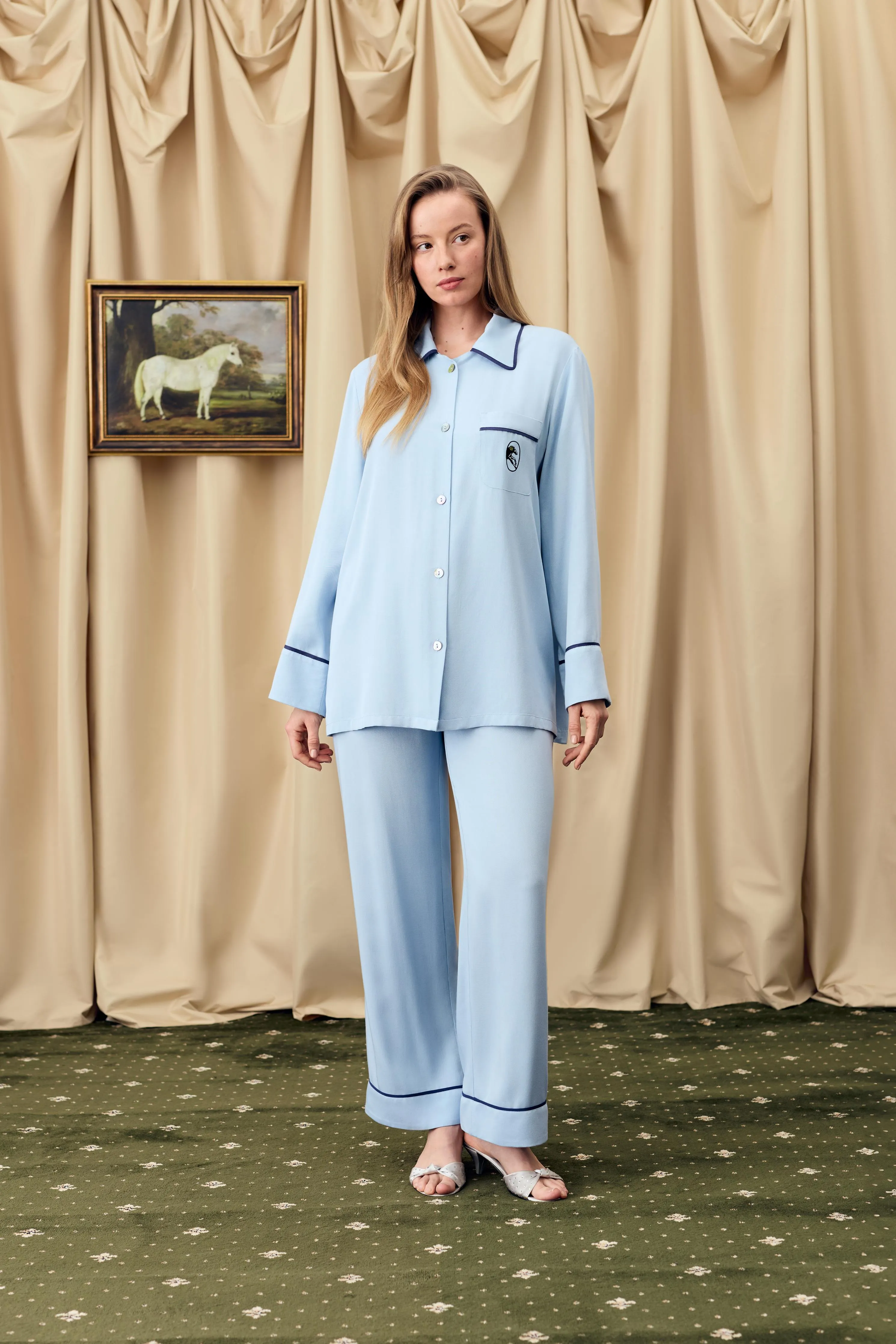 Finnegan Unisex Pajama Shirt in Blue sold by Sleeper product image thumbnail 3