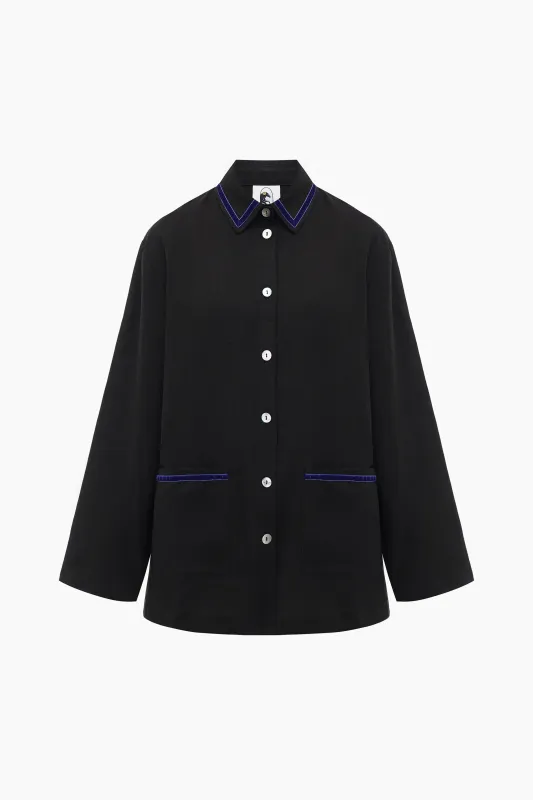 Paros Linen Unisex Pajama Shirt in Black sold by Sleeper