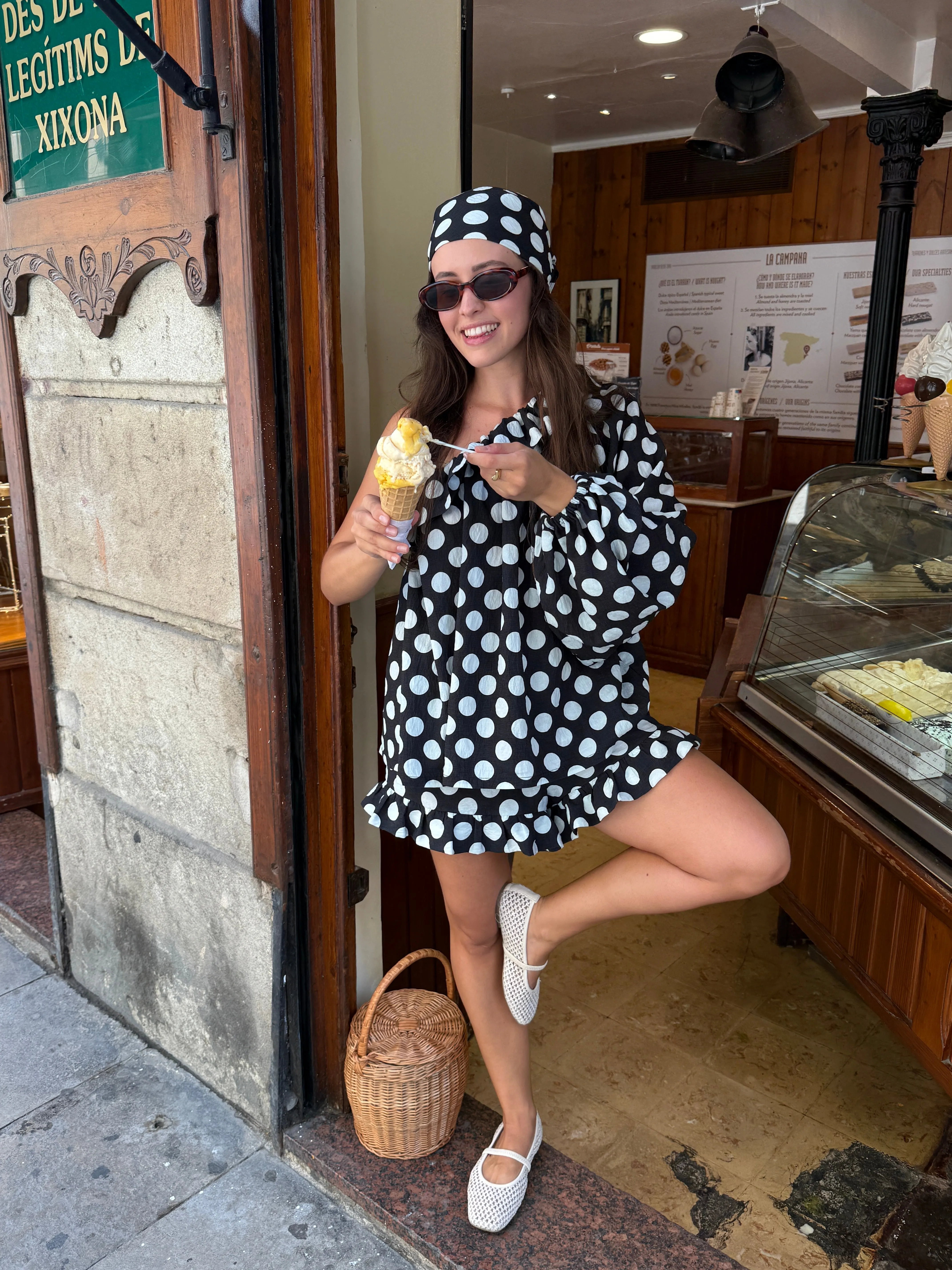 Gaia Soft Viscose Top in Black Polka Dot sold by Sleeper product image thumbnail 4